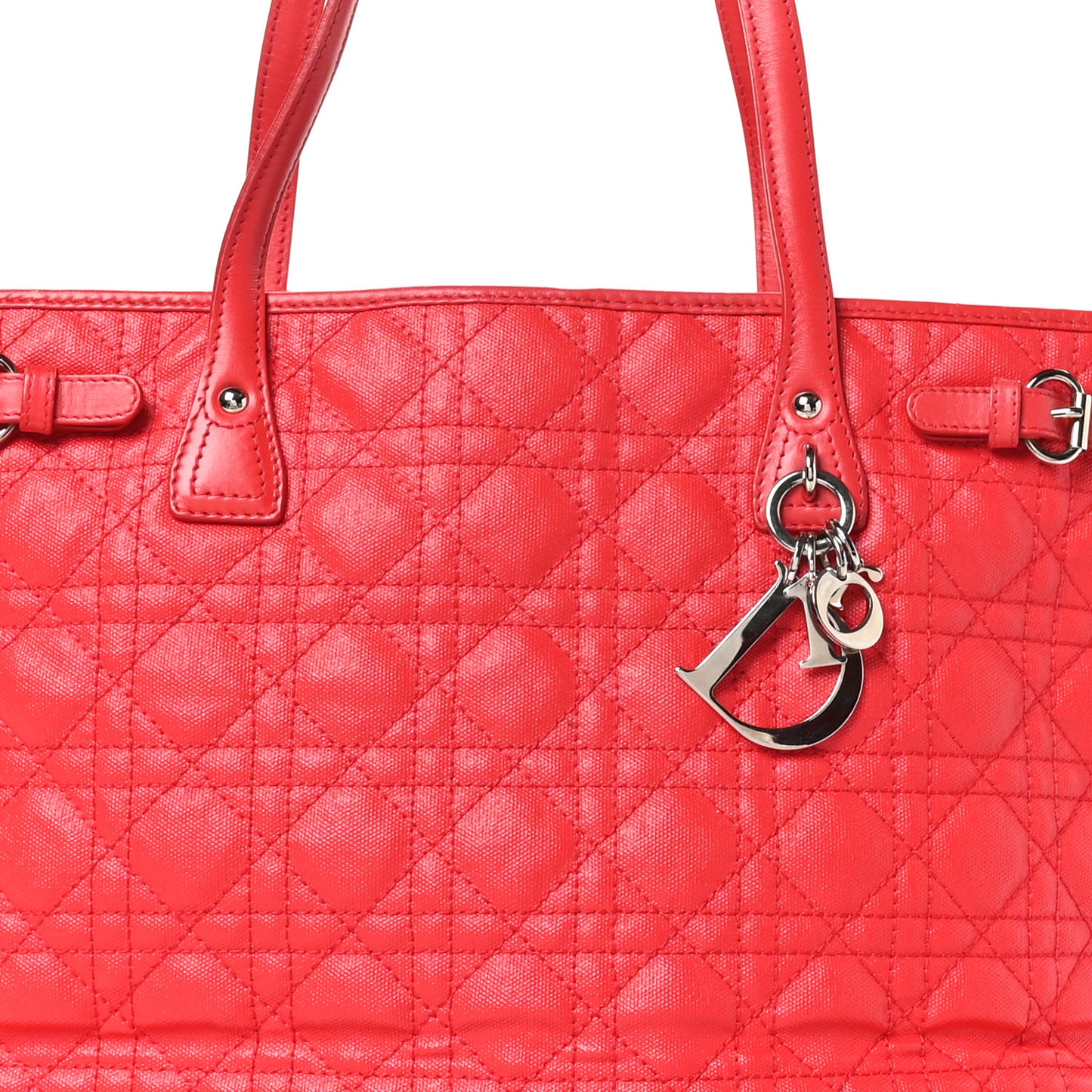 Coated Canvas Cannage Medium Panarea Tote Red