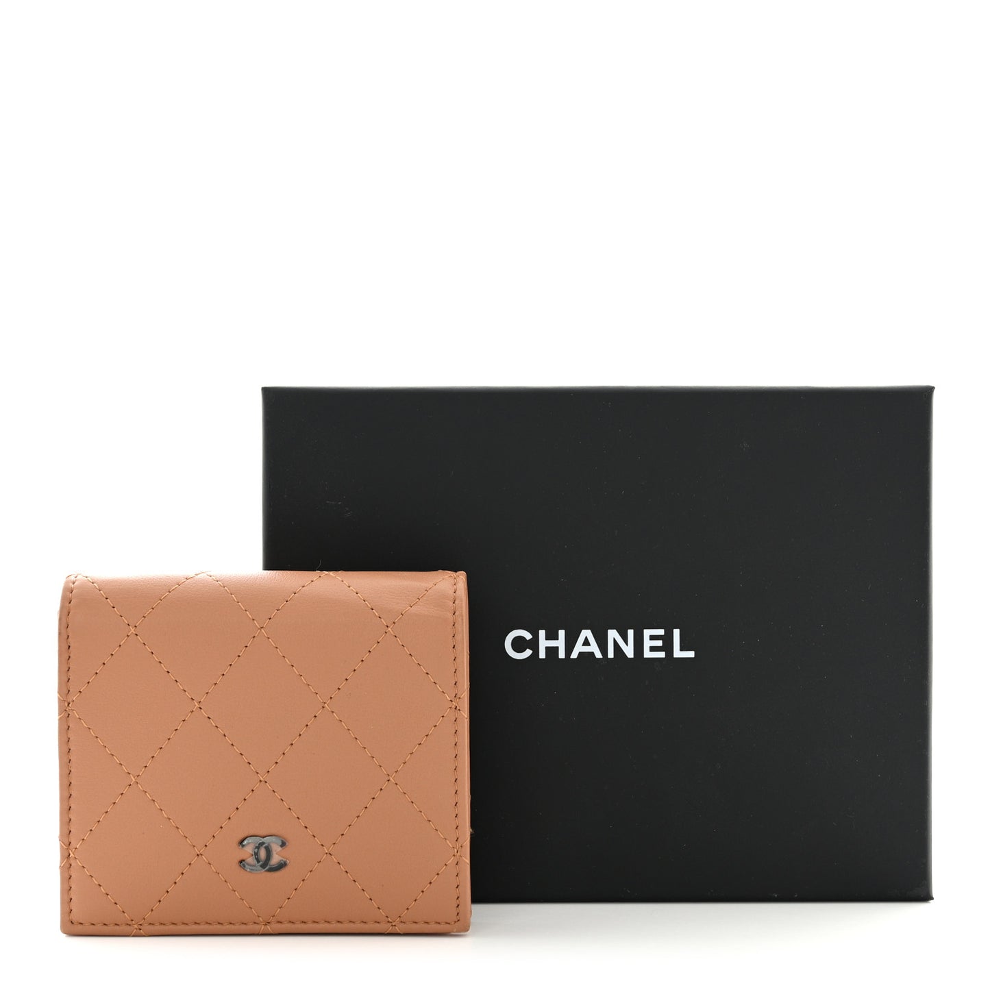 Calfskin Quilted Compact Bifold Wallet Pink