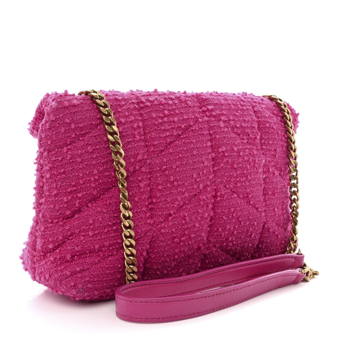 Boucle Tweed Quilted Toy Loulou Puffer Monogram Chain Satchel Magenta