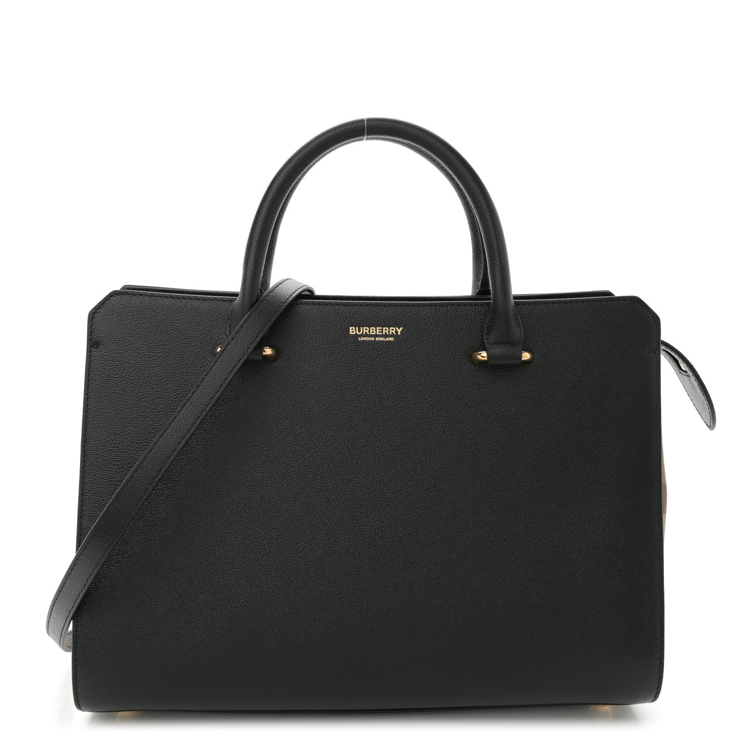Burberry Calfskin Mega Check Small Banwell Tote Black 1707041