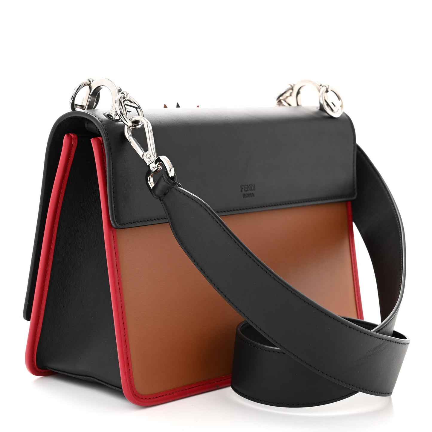 Vitello F is Fendi Flower Burst FF Kan I Shoulder Bag Black