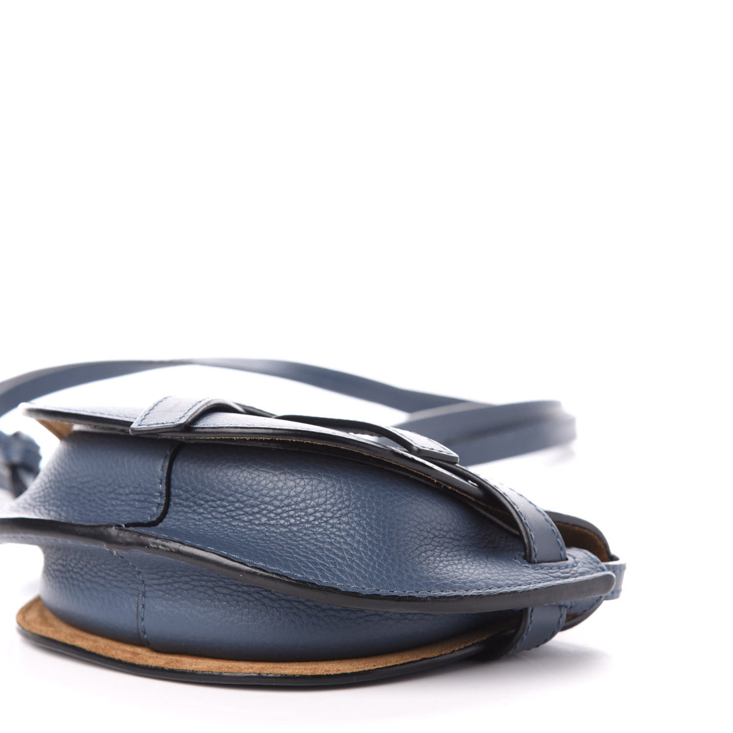 Grained Calfskin Mini Gate Crossbody Bag Steel Blue