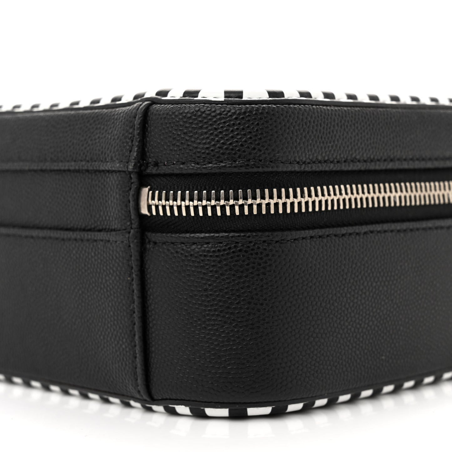 Caviar Quilted Striped Medium CC Filigree Vanity Case Black White