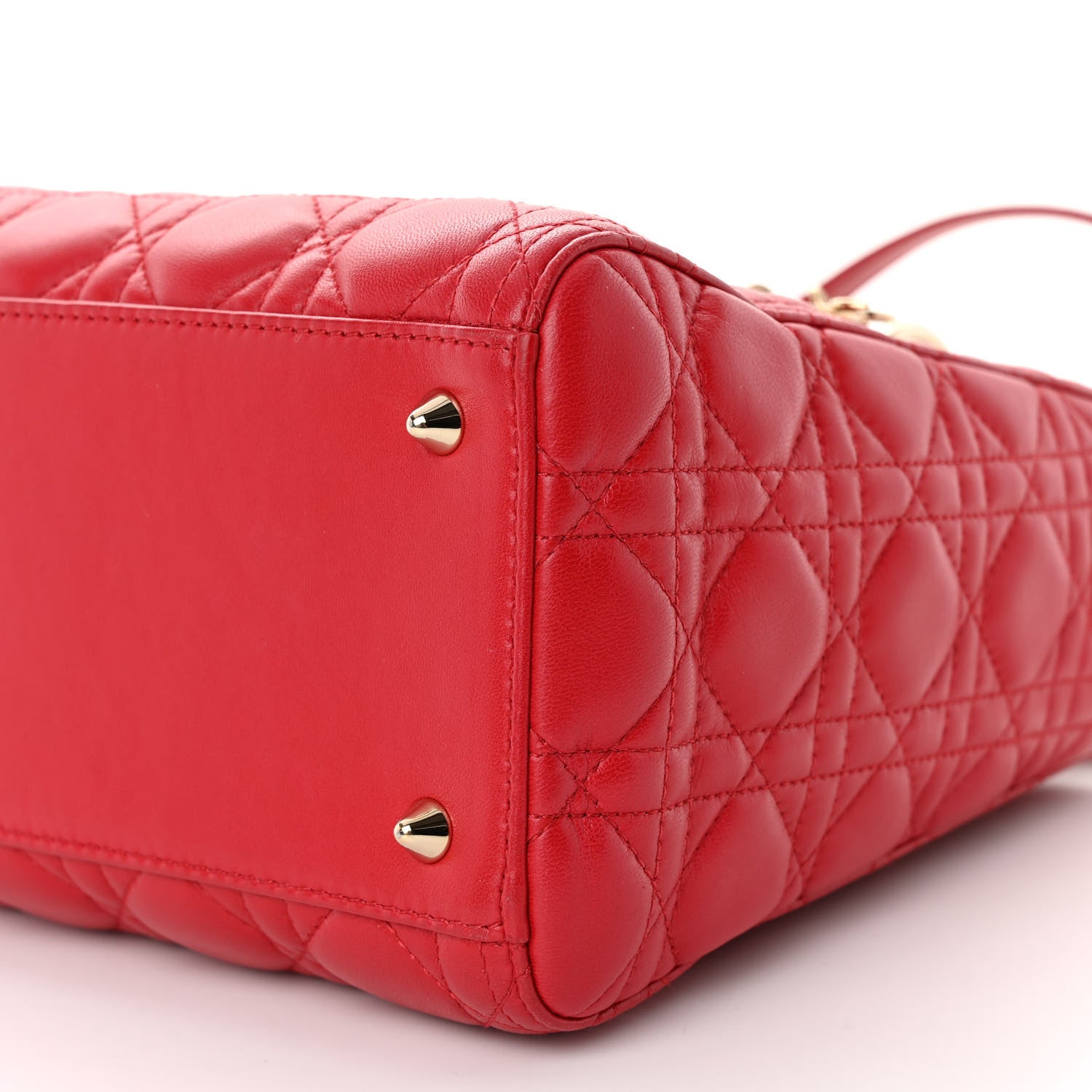 Christian Dior Lambskin Cannage Medium Lady Dior Red 9 of 9