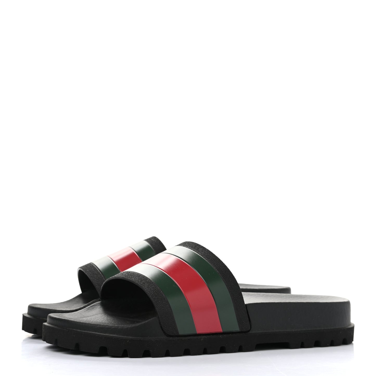 Rubber Web Mens Lug Sole Slide Sandals 9 Black Green Red