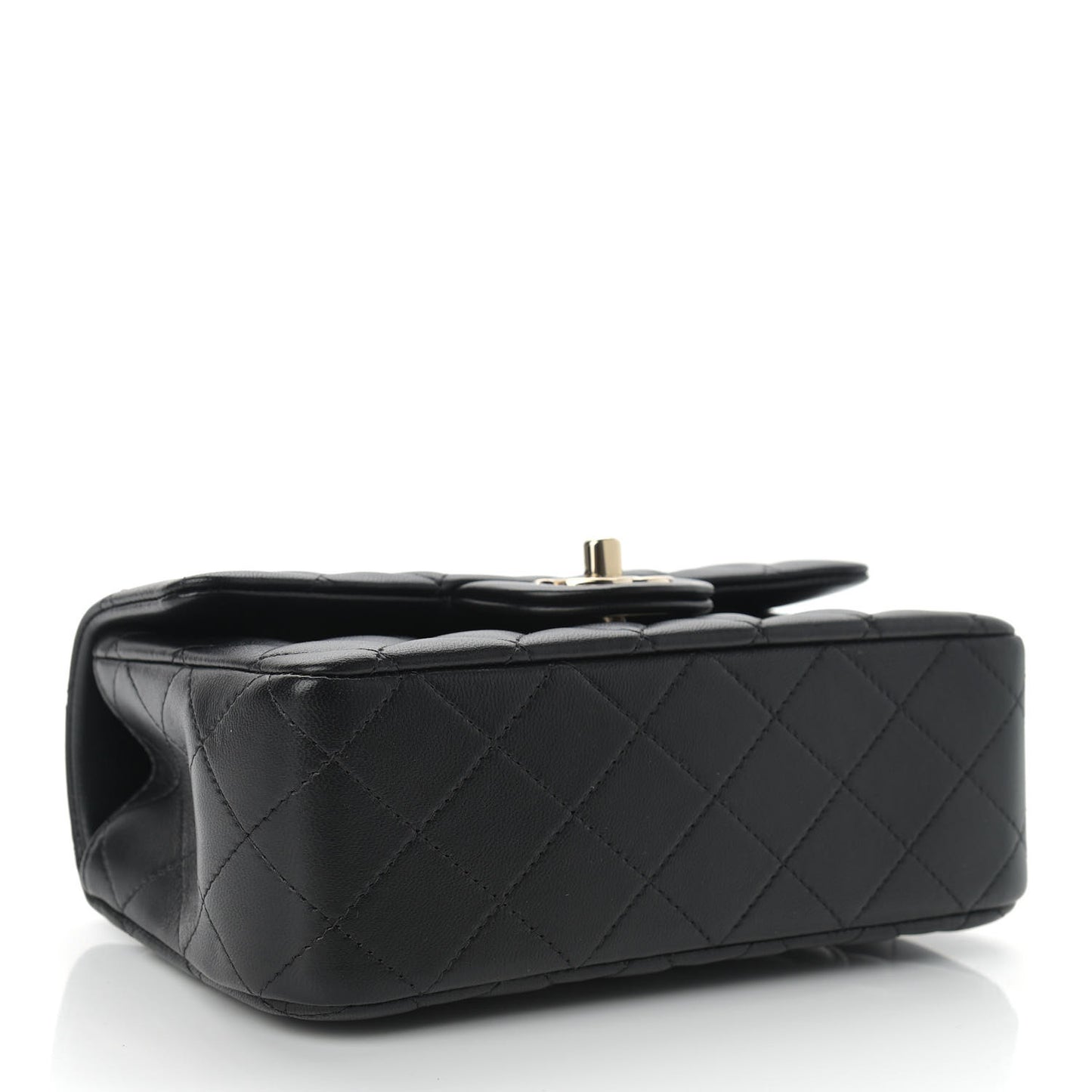 Lambskin Quilted Mini Top Handle Rectangular Flap Black