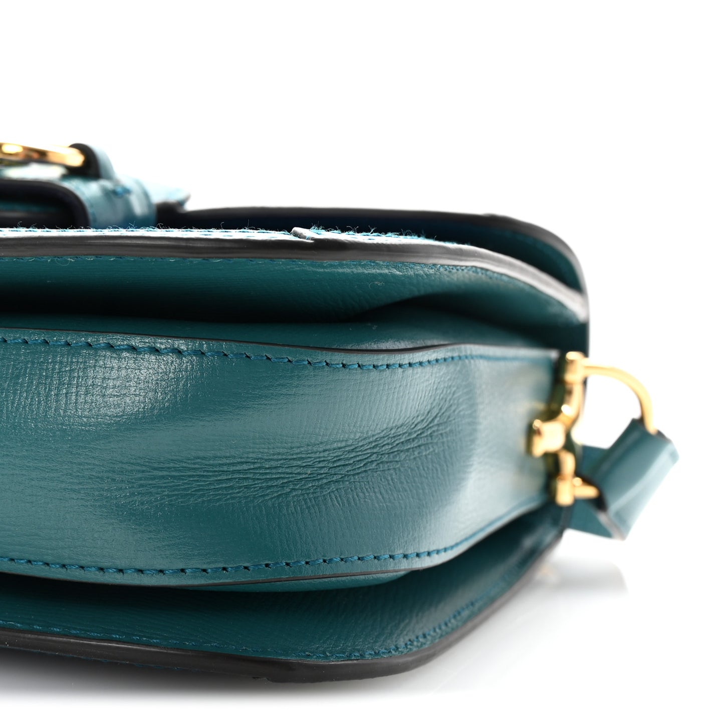 Azalea Calfskin Horsebit 1955 Shoulder Bag Blue Green