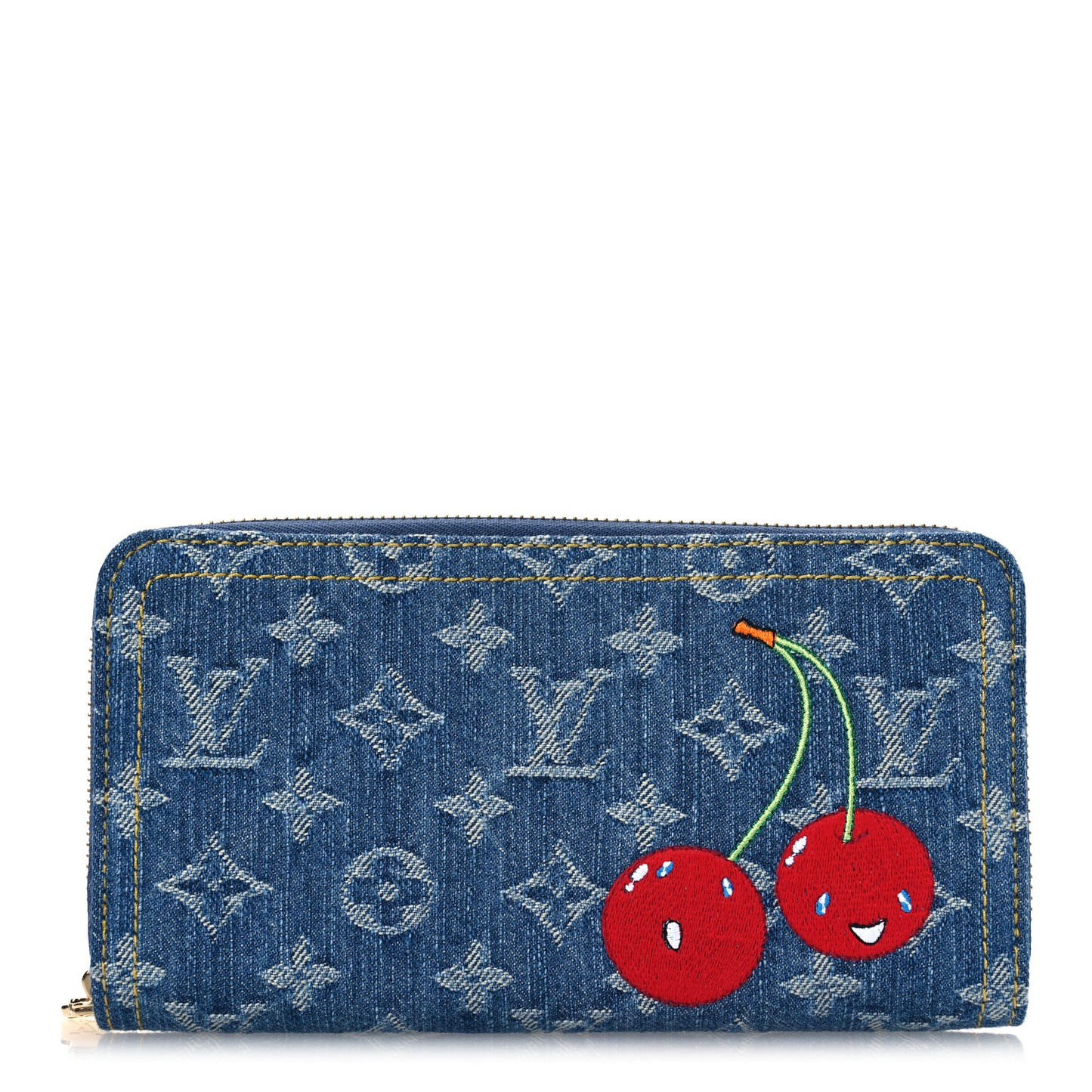 LV X TM Monogram Denim Cerises Zippy Wallet Blue