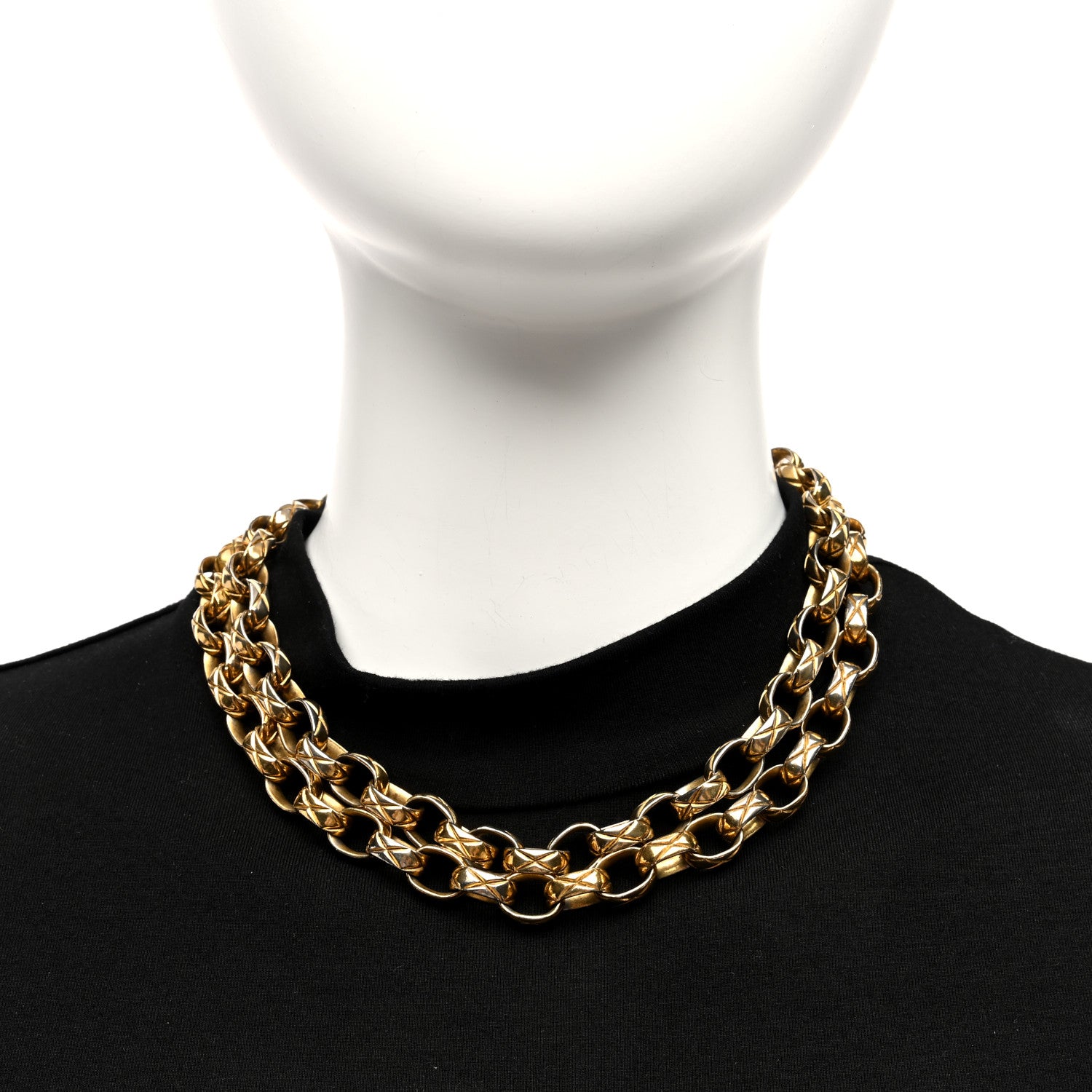 Chanel Metal Quilted Link Necklace Gold 2 of 5