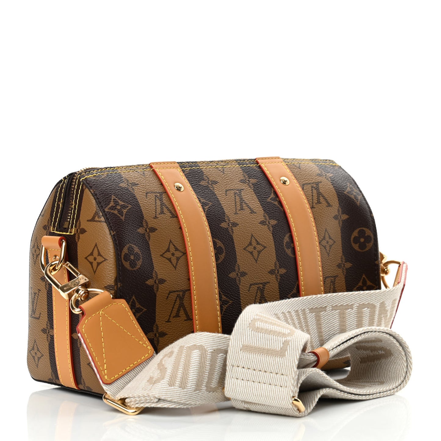 X NIGO Reverse Monogram Stripes City Keepall Bandouliere Brown