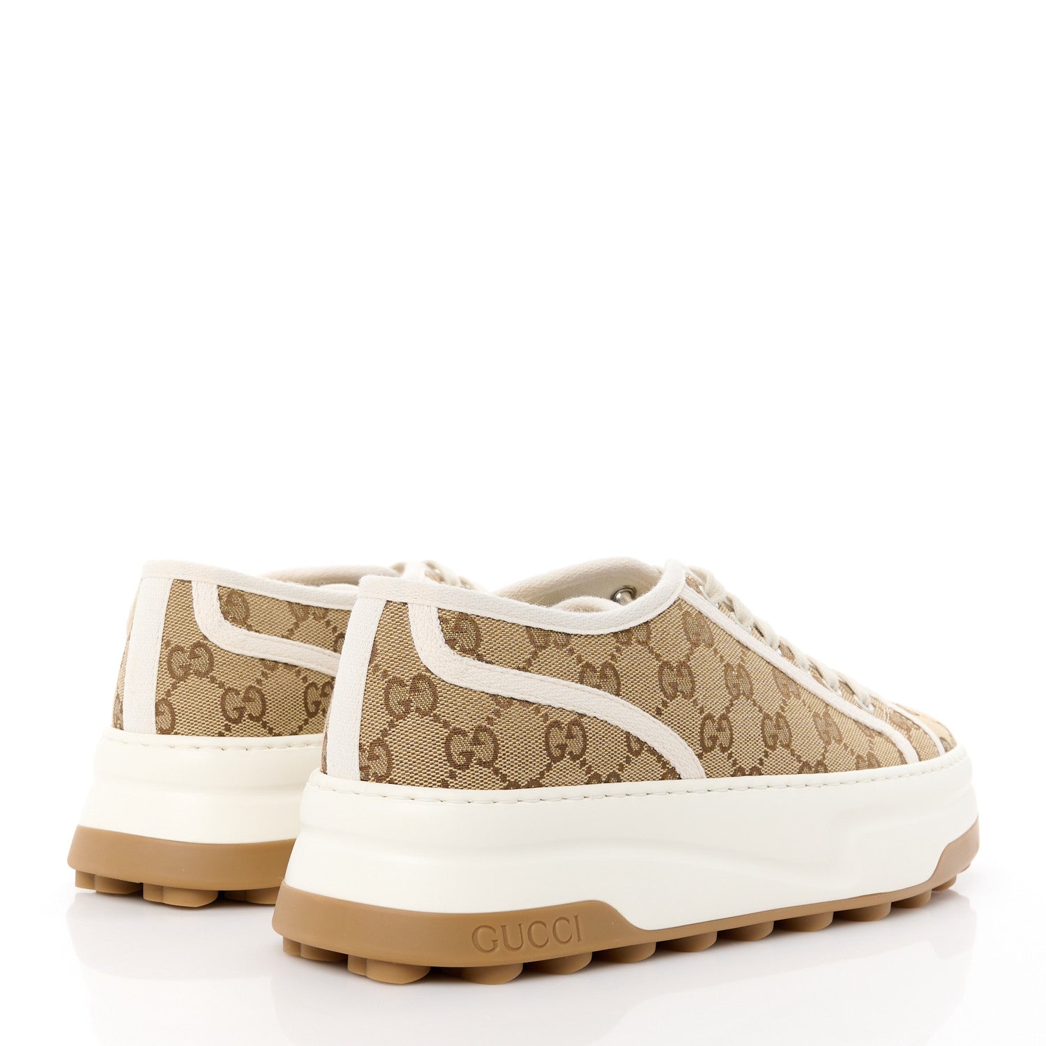 Gucci GG Monogram Mens 1977 Tennis Platform 52mm Sneakers 9 Beige Ebony Mystic White 4 of 8