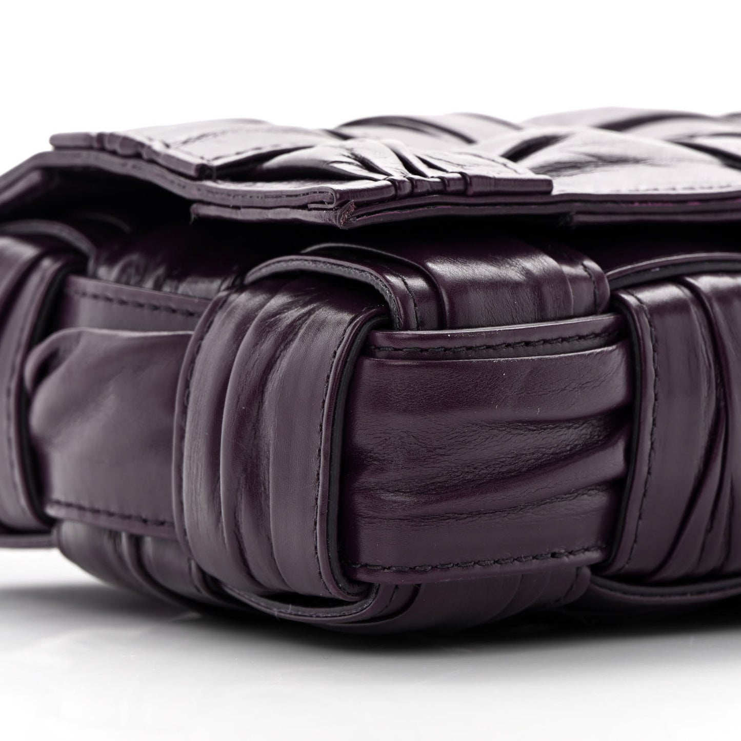 Calfskin Intreccio Plisse Cassette Crossbody Bag Dark Mystic