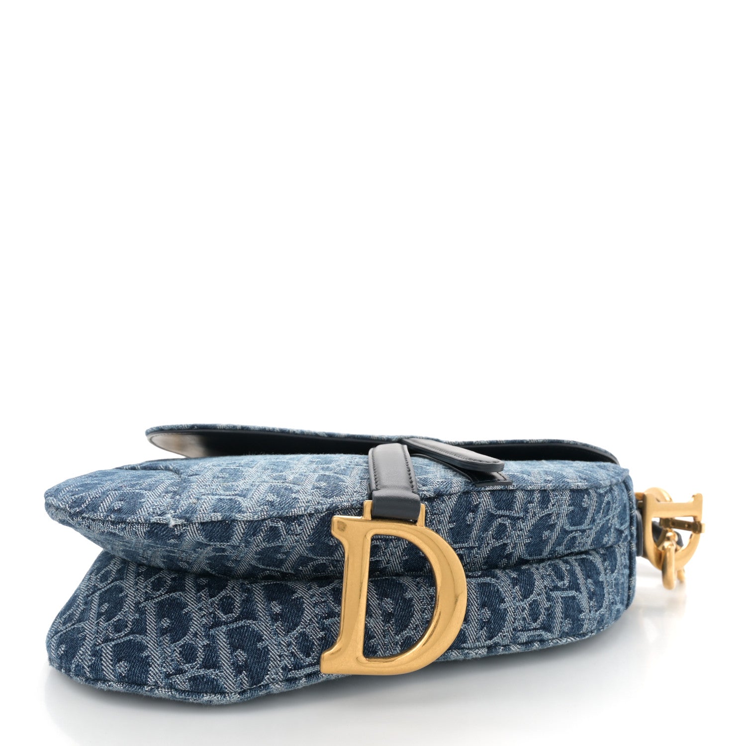 Christian Dior Denim Oblique Jacquard Saddle Bag With Strap Blue 4 of 10