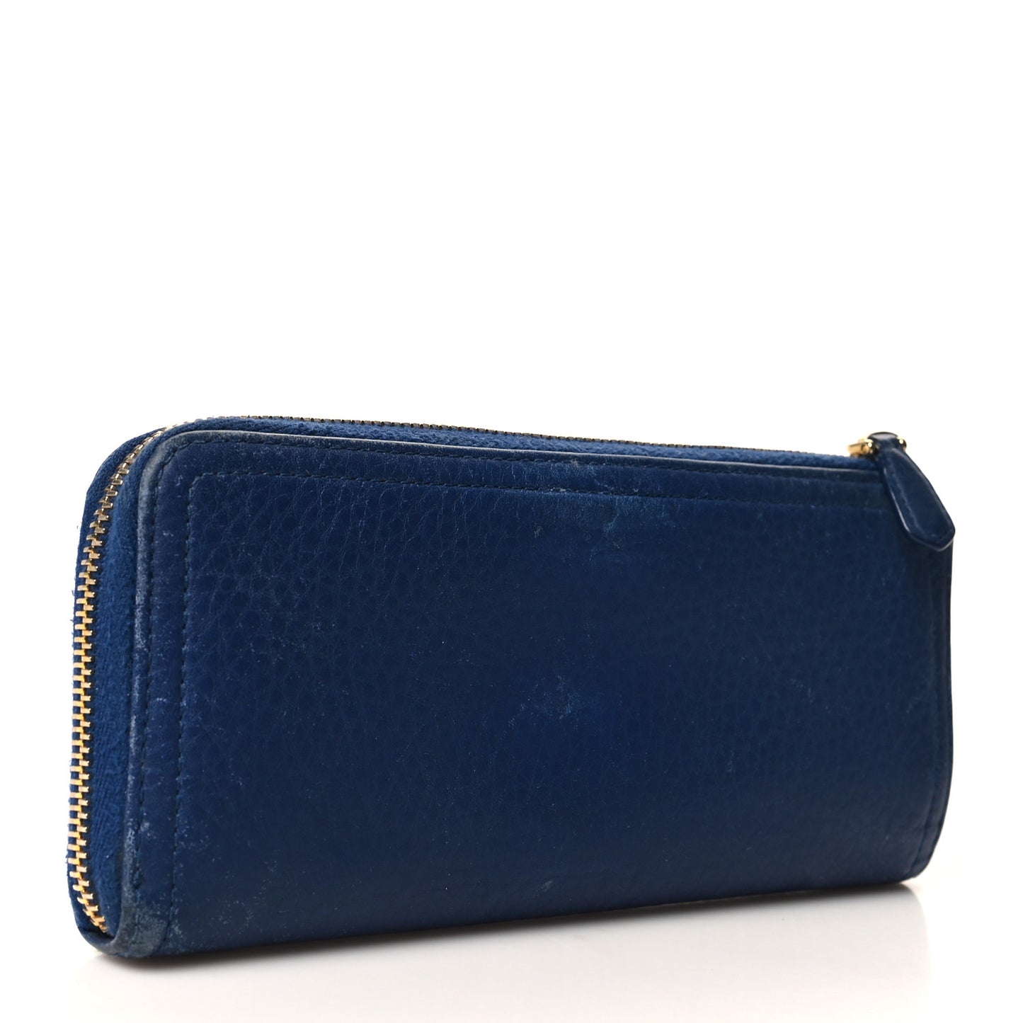 Vitello Daino Zip Around Wallet Navy