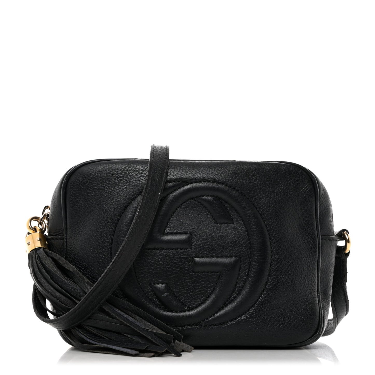 Pebbled Calfskin Small Soho Disco Bag Black