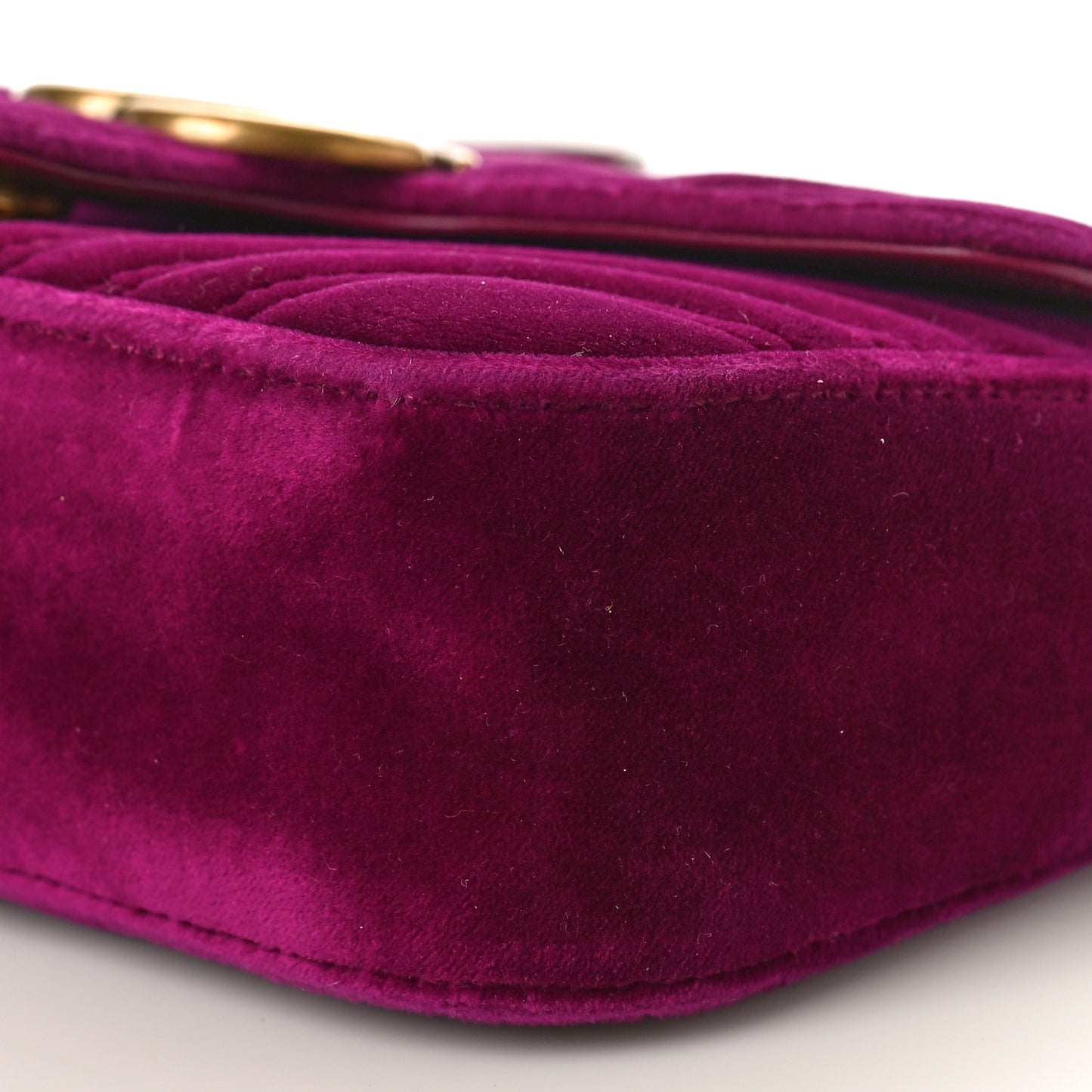 Velvet Matelasse Mini GG Marmont Shoulder Bag Fuchsia Violet Cyclamen