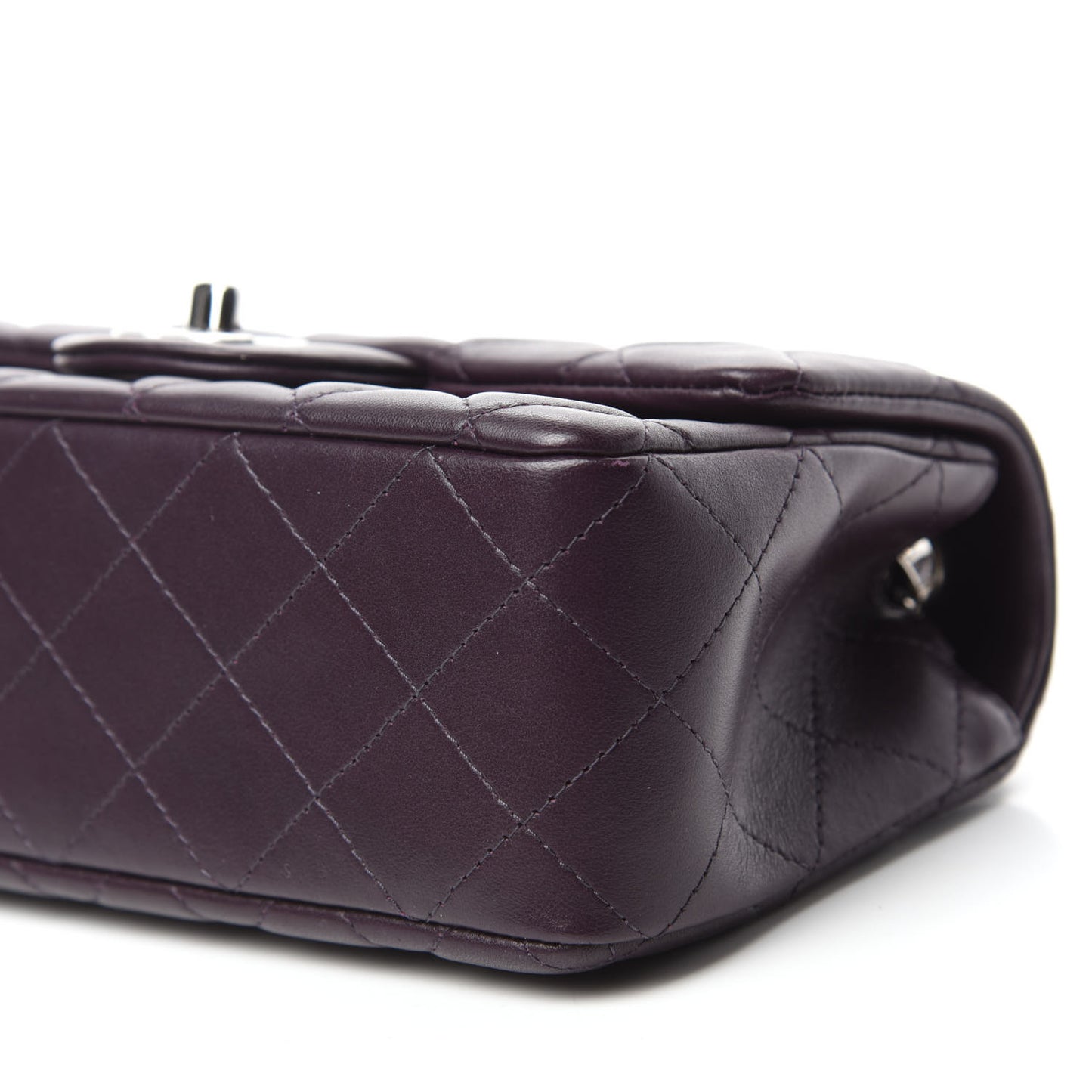 Lambskin Quilted Mini Rectangular Flap Dark Purple