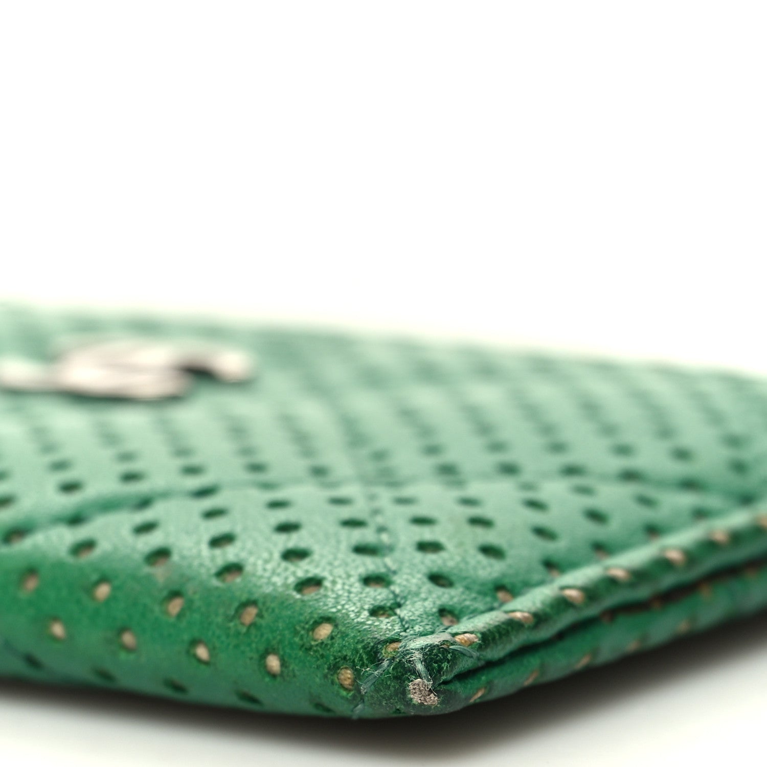 Chanel Perforated Lambskin Quilted Card Holder Green 11 of 11