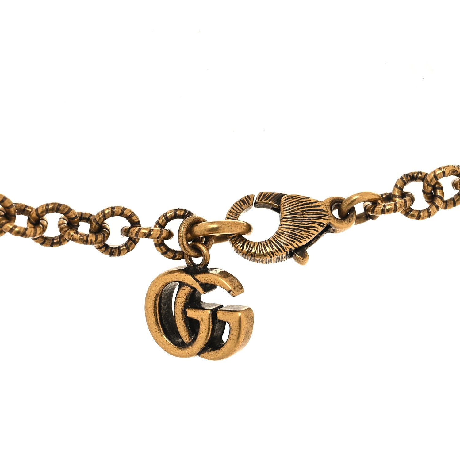 Gucci Metal Crystal Pearl Lion Head Necklace Aged Gold 4 of 4