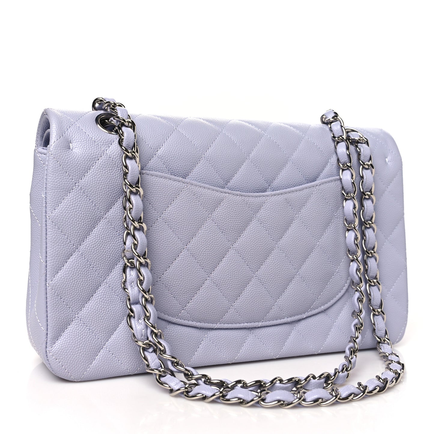 Caviar Quilted Medium Double Flap Light Purple