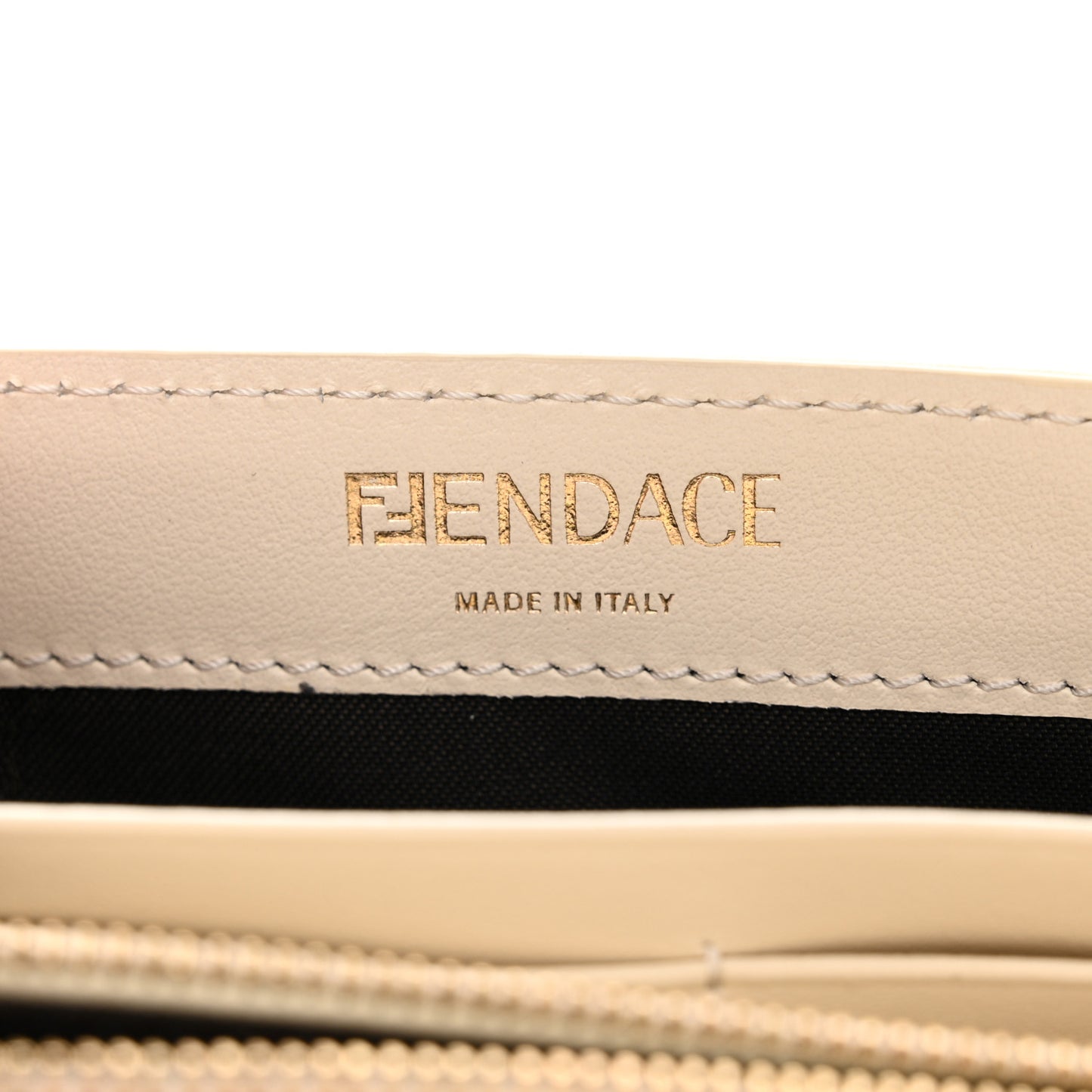 X VERSACE Glazed Fabric Fendace FF Baroque Continental Wallet On Chain Gold White Rosa
