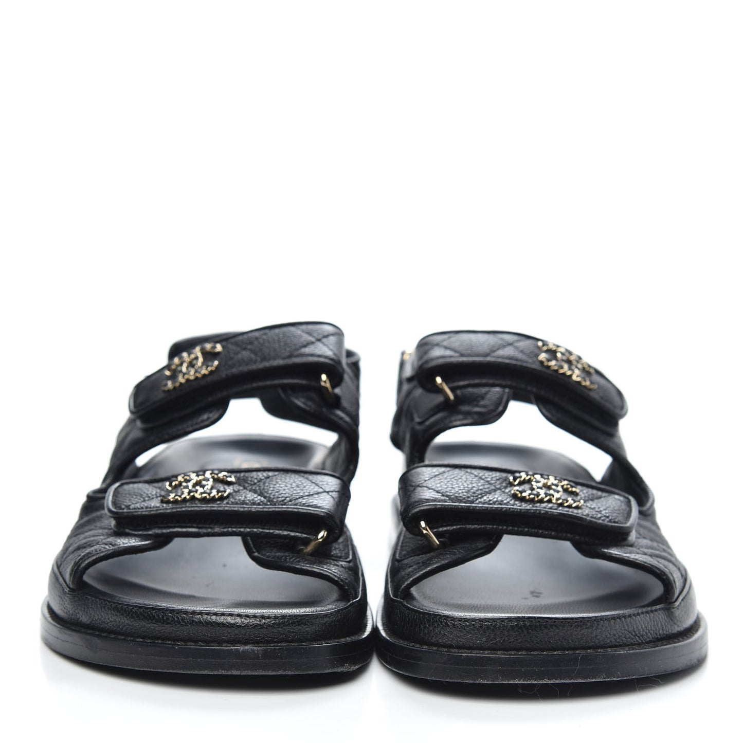 Grained Calfskin Velcro Dad Sandals 36.5 Black