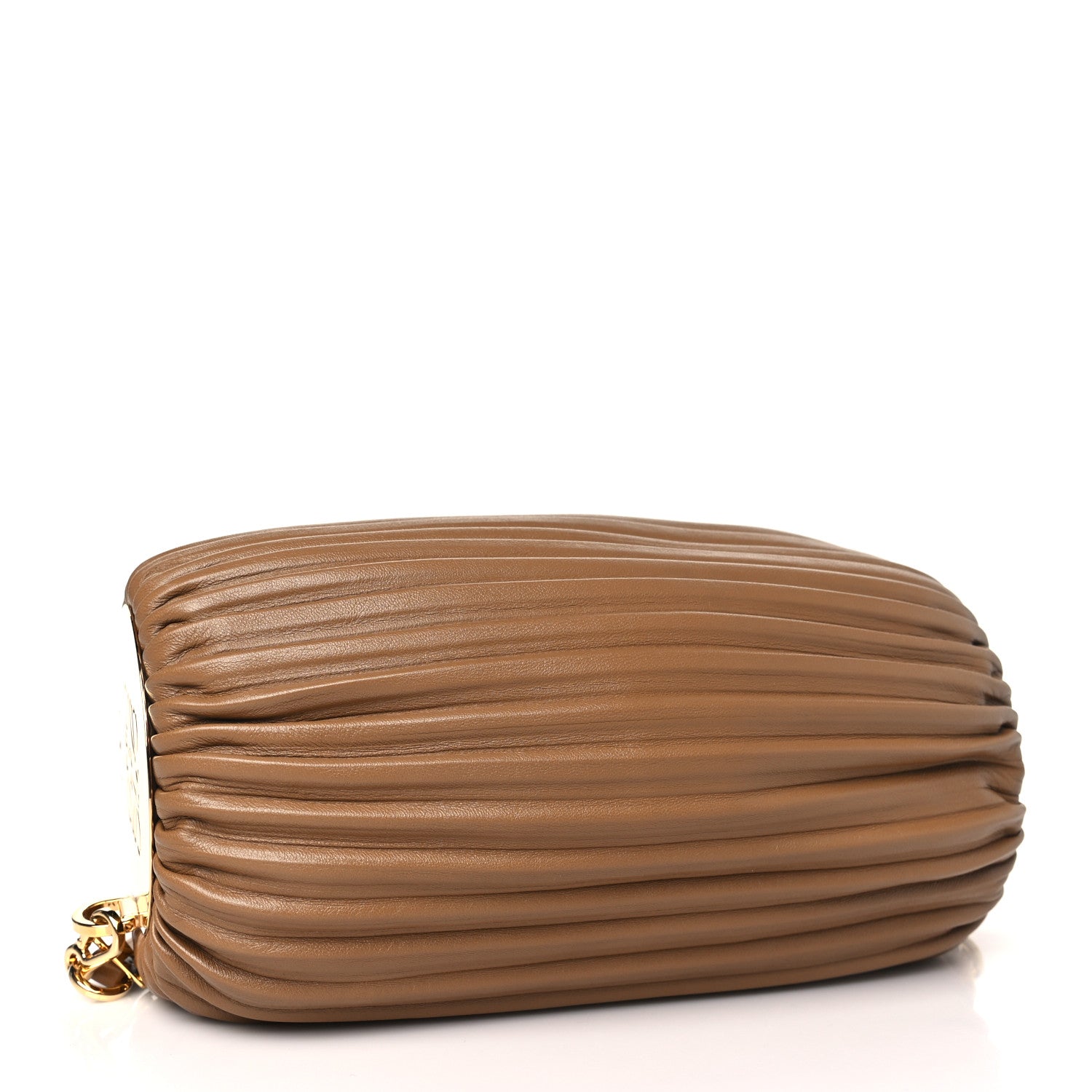Loewe Lambskin Pleated Bracelet Pouch Shoulder Bag Brown 4 of 9