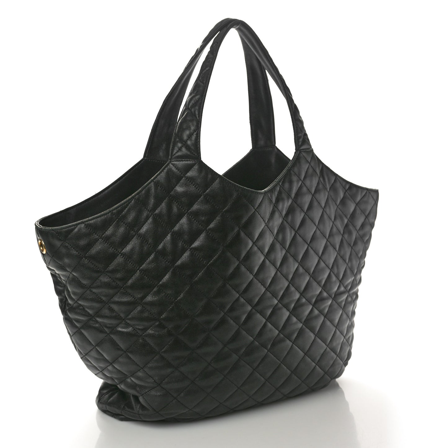 Lambskin Quilted Maxi Icare Shopping Tote Black