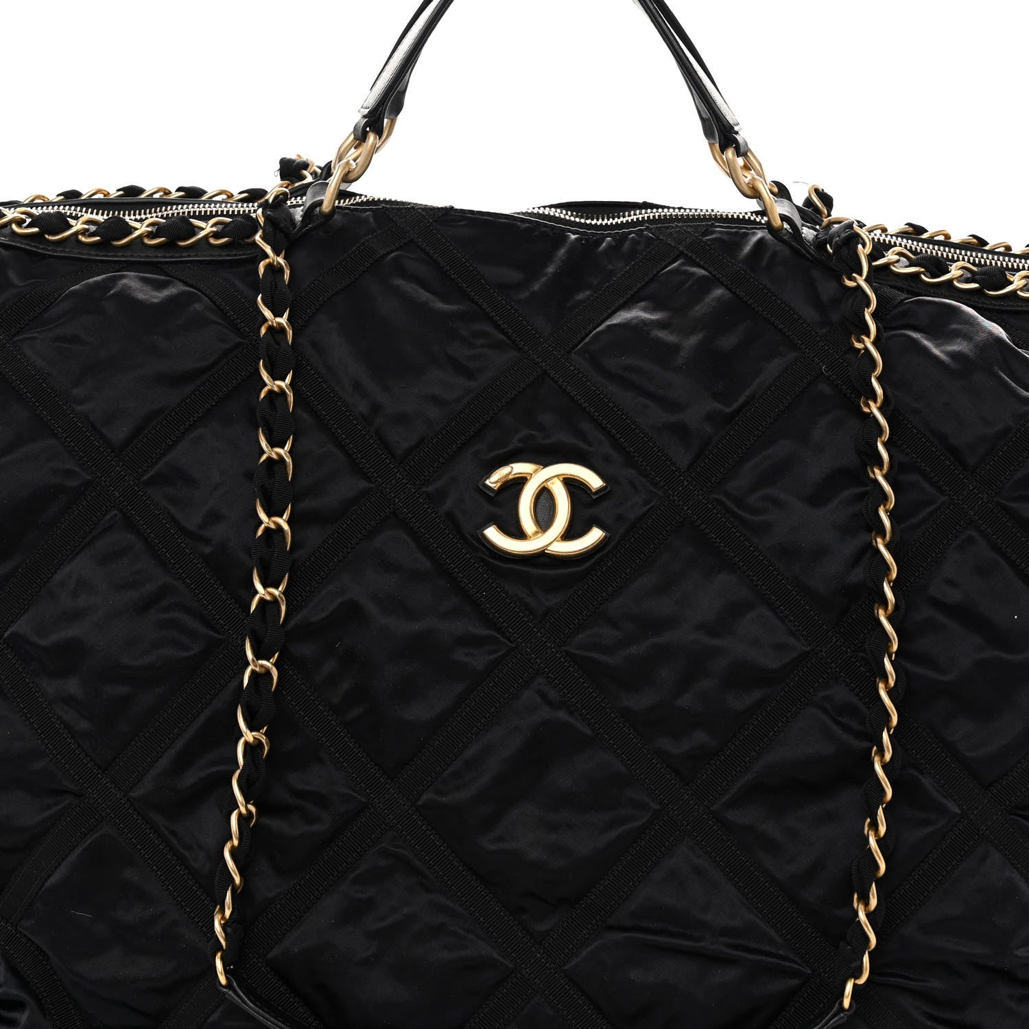 Chanel Nylon Grosgrain Quilted Maxi Lifestyle Bowling Black 8 of 11