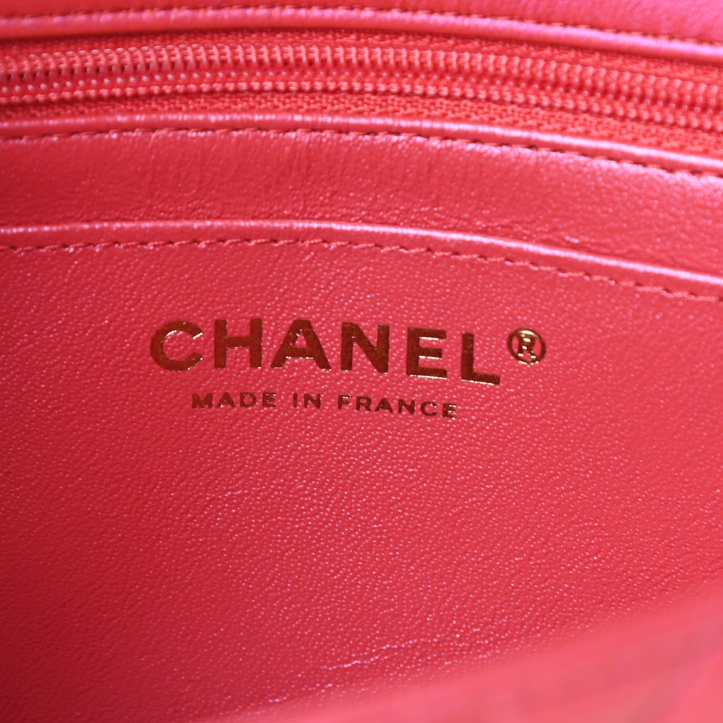 Iridescent Lambskin Quilted Mini Top Handle Rectangular Flap Red
