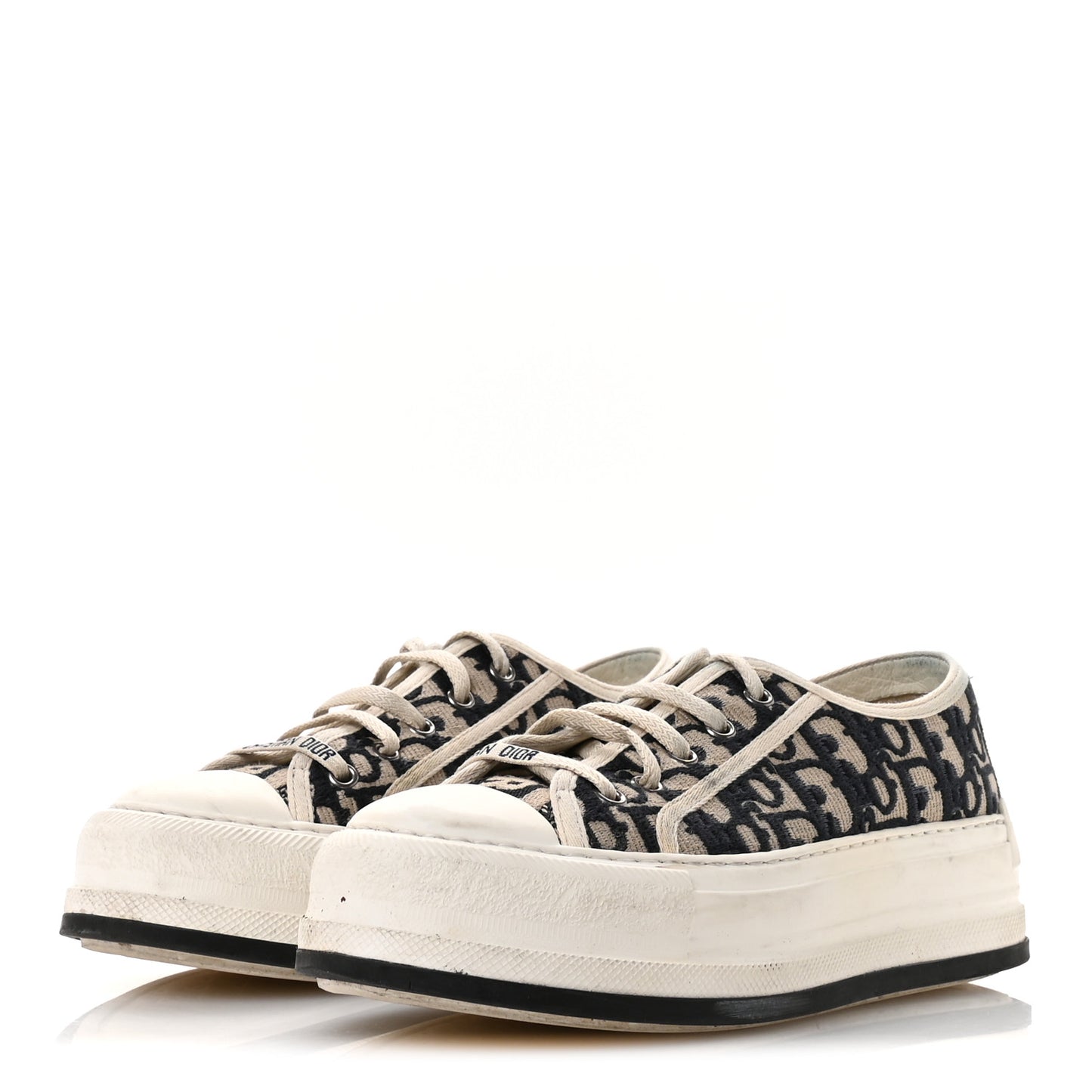 Canvas Oblique Walk 'N' Dior Platform Sneakers 37 Deep Blue