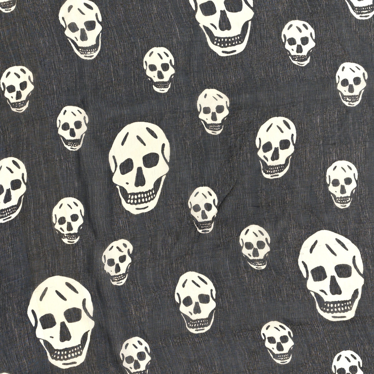 Silk Chiffon Skull Scarf Black Ivory