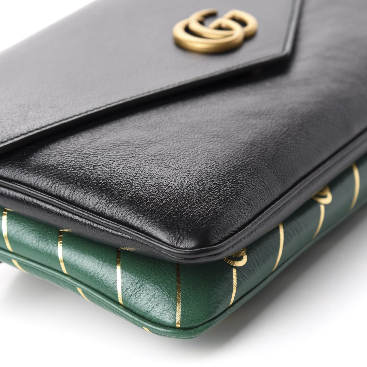 Calfskin Diagonal GG Medium Thiara Double Envelope Shoulder Bag Emerald Green Black