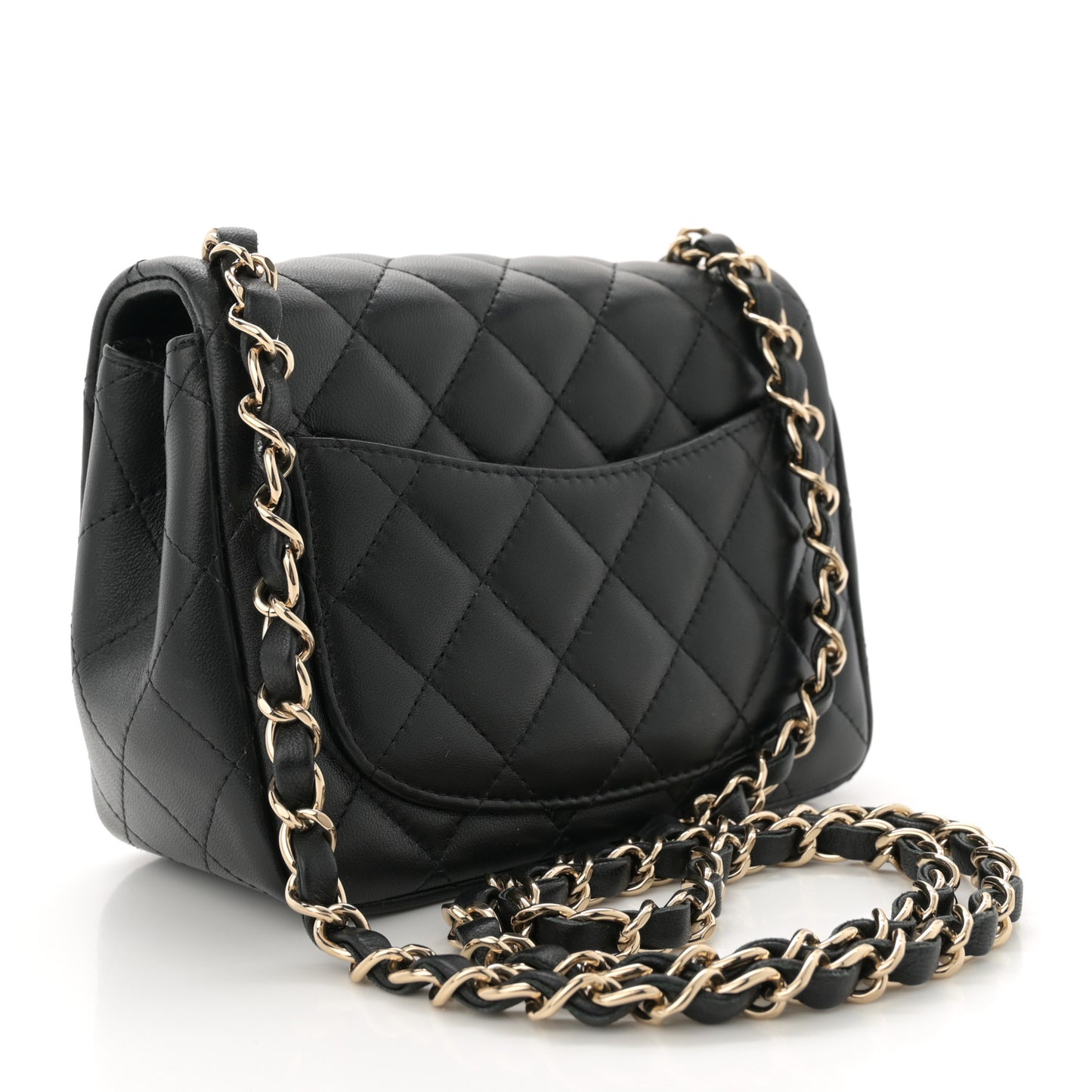 Lambskin Quilted Mini Square Flap Black