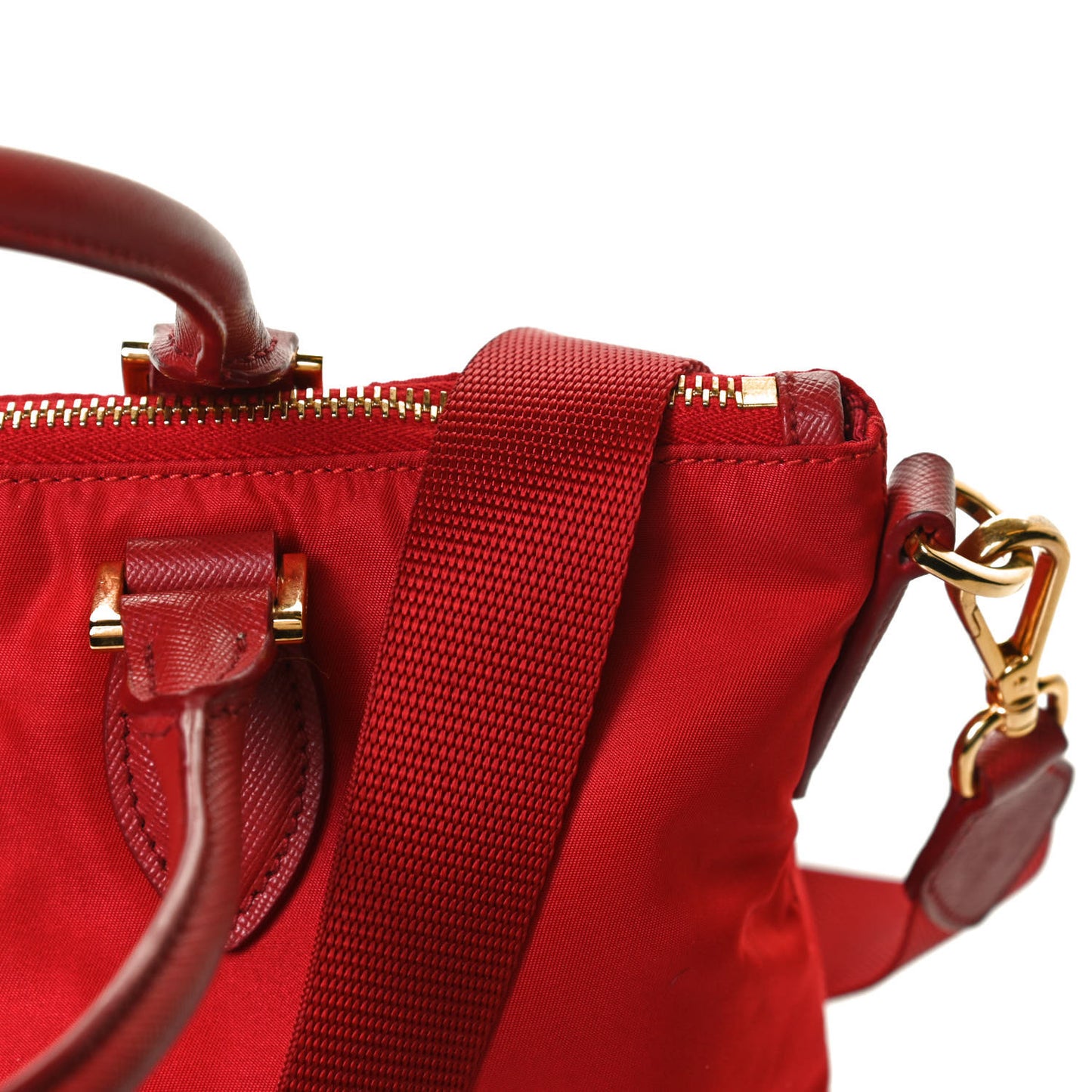 Tessuto Nylon Saffiano Tote Red