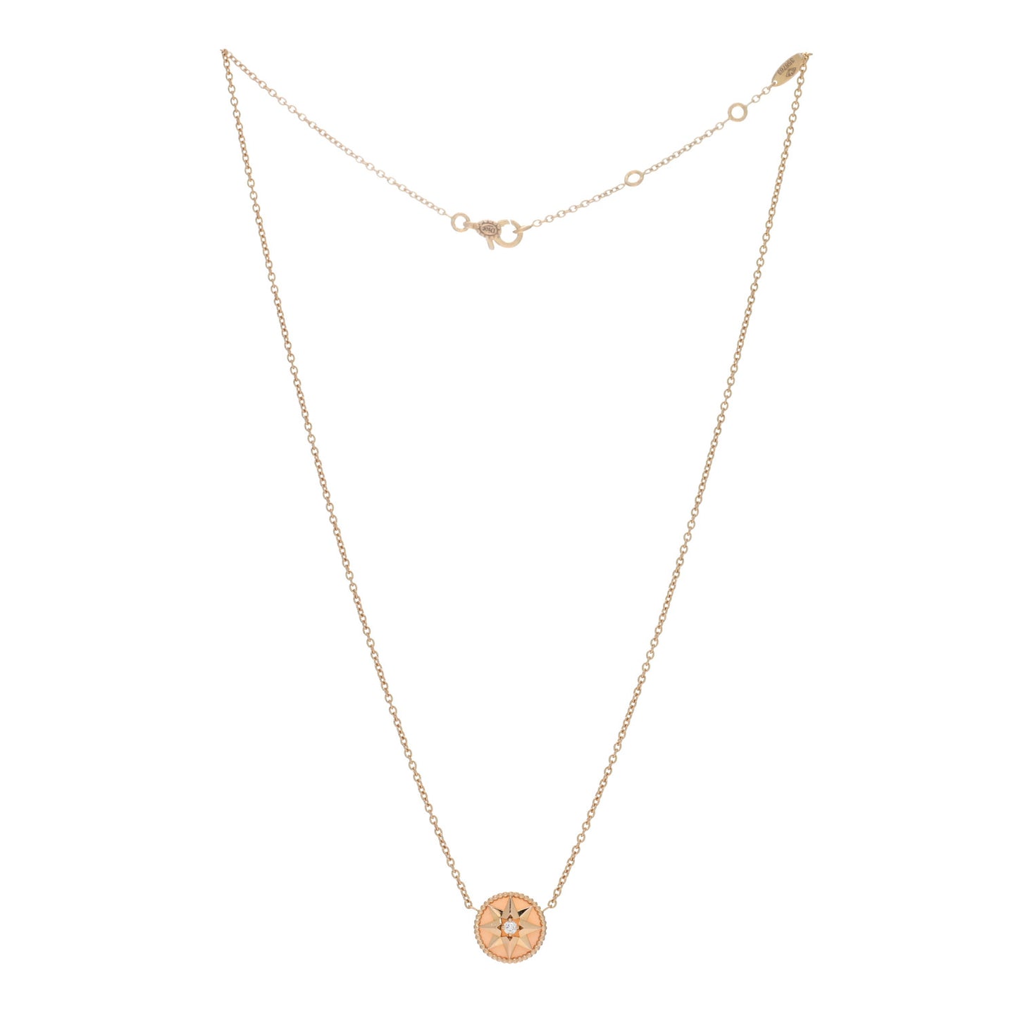 18K Rose Gold Diamond Pink Opal Rose Des Vents Necklace