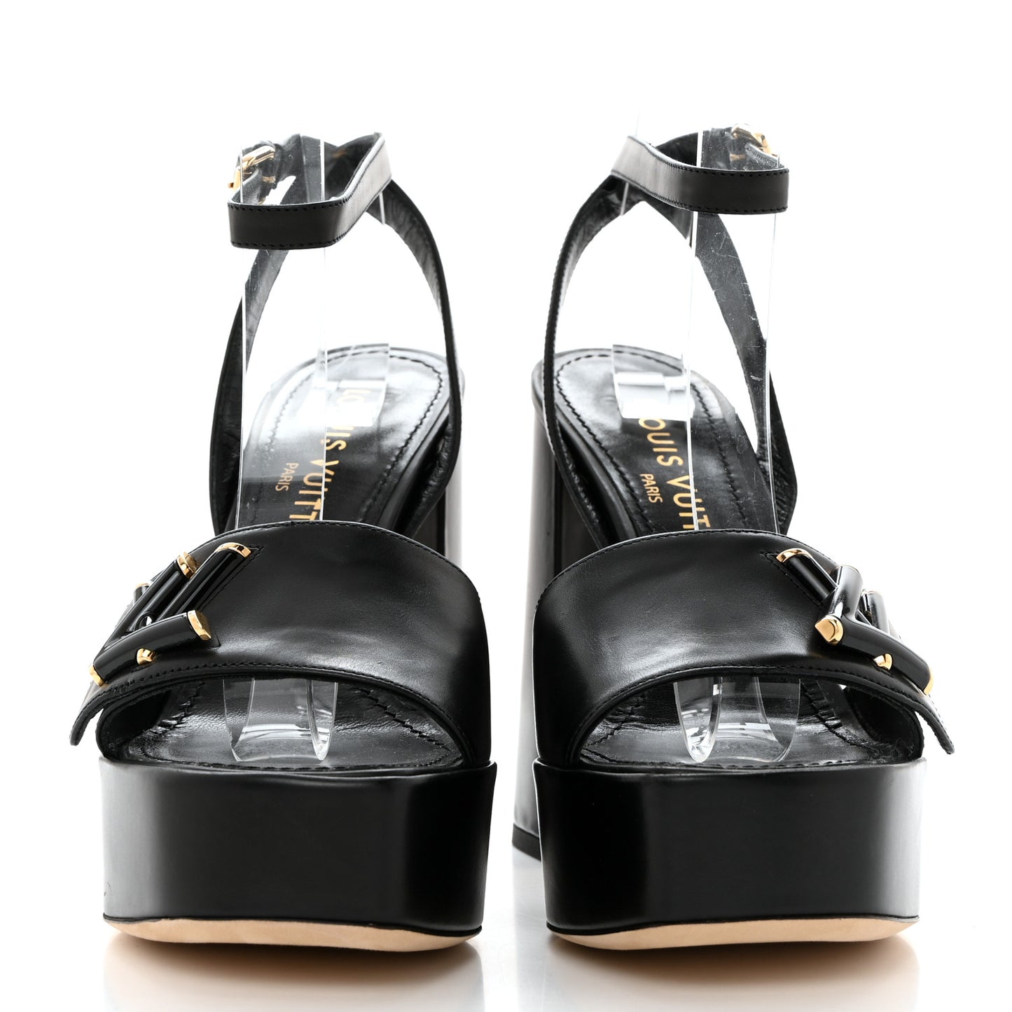 Calfskin Shake Platform Sandal 37 Black