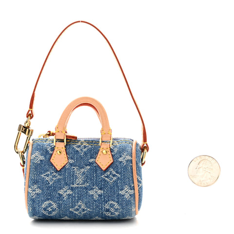 Monogram Micro Speedy Bag Charm Denim Sunset Blue