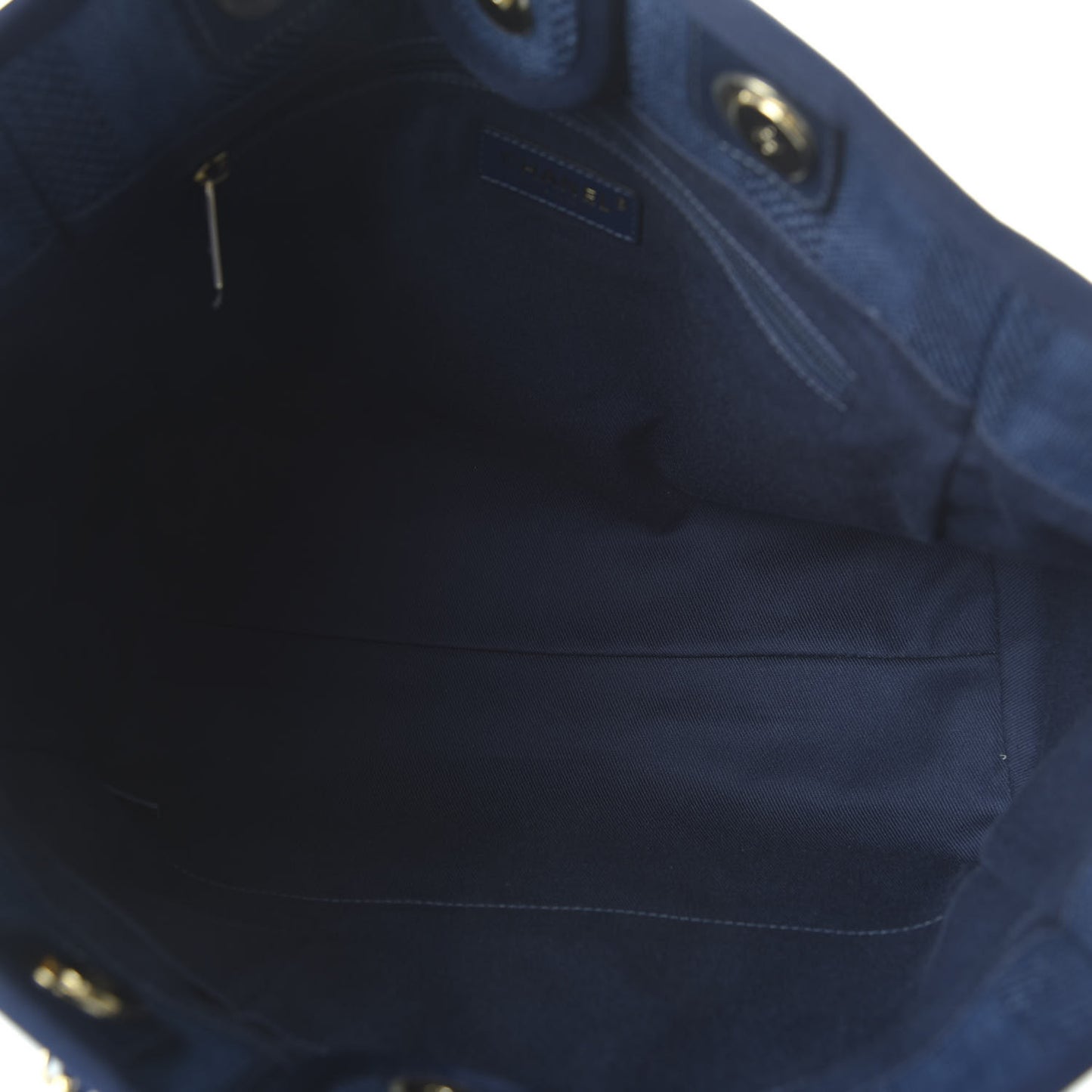 Mixed Fibers Striped Small Deauville Tote Navy Blue