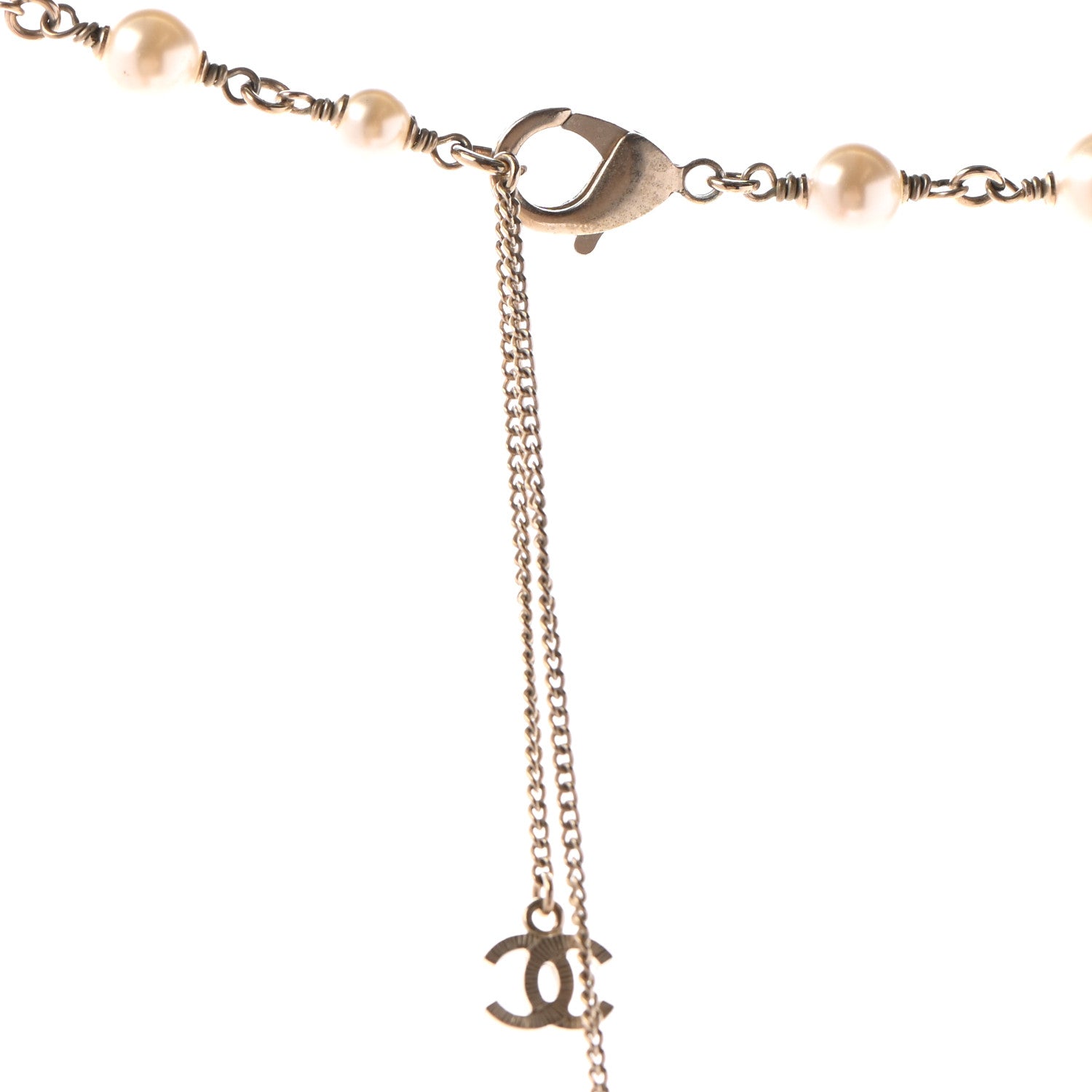 Chanel Pearl Beaded Enamel CC Long Necklace Gold 4 of 11