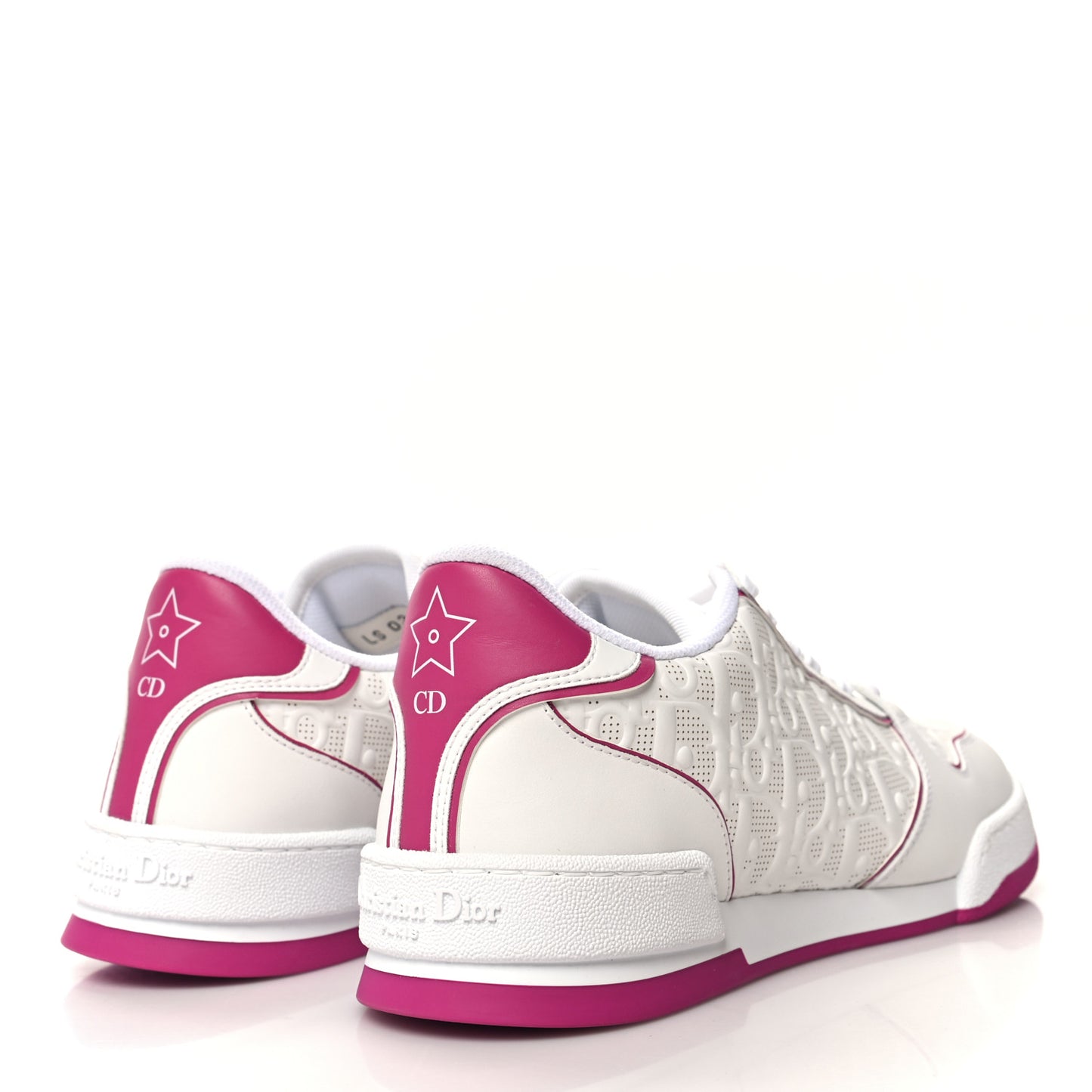 Calfskin Oblique Laser Perforated Dior One Low Sneakers 39 White Fuchsia