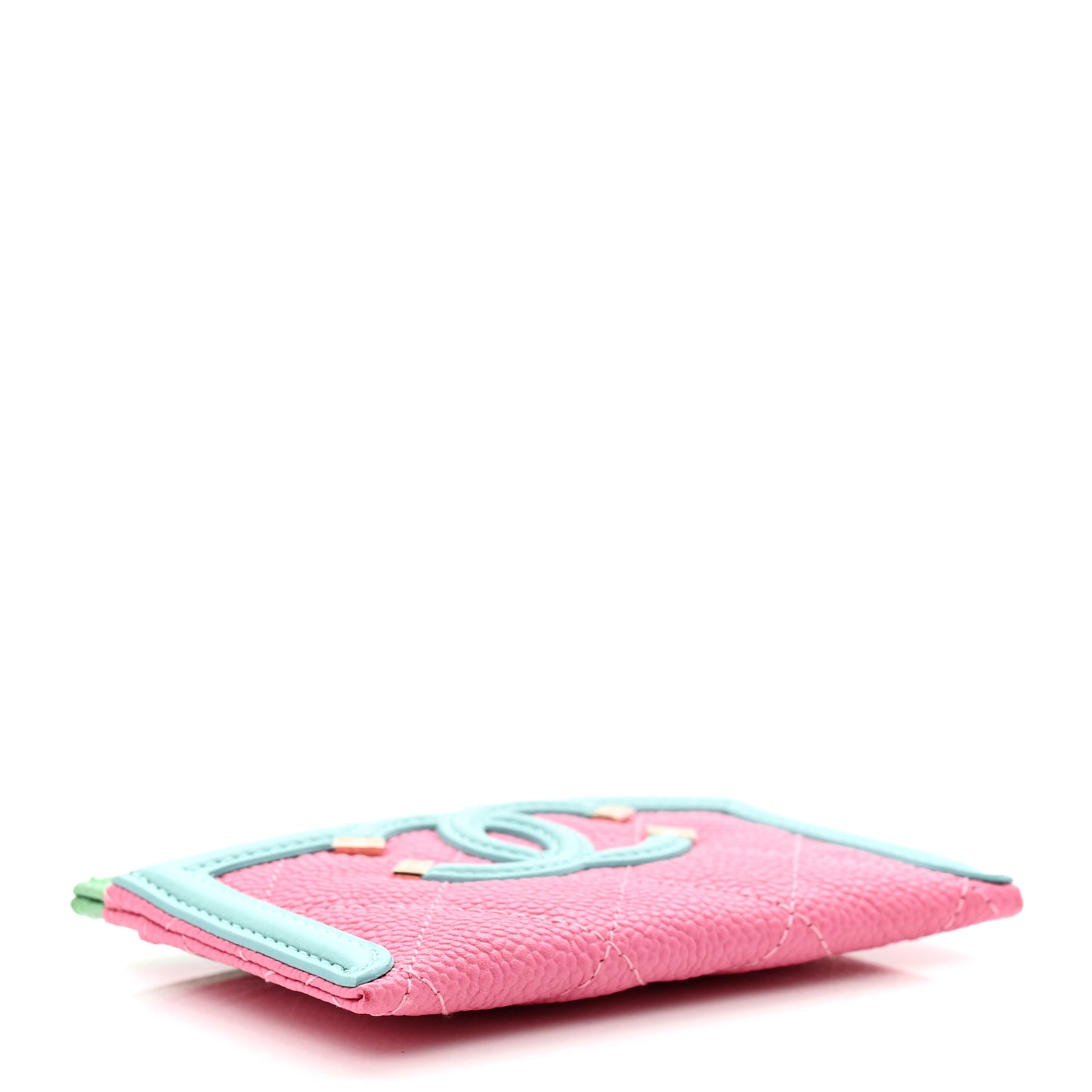 Caviar Quilted CC Filigree Card Holder Pink Blue Green