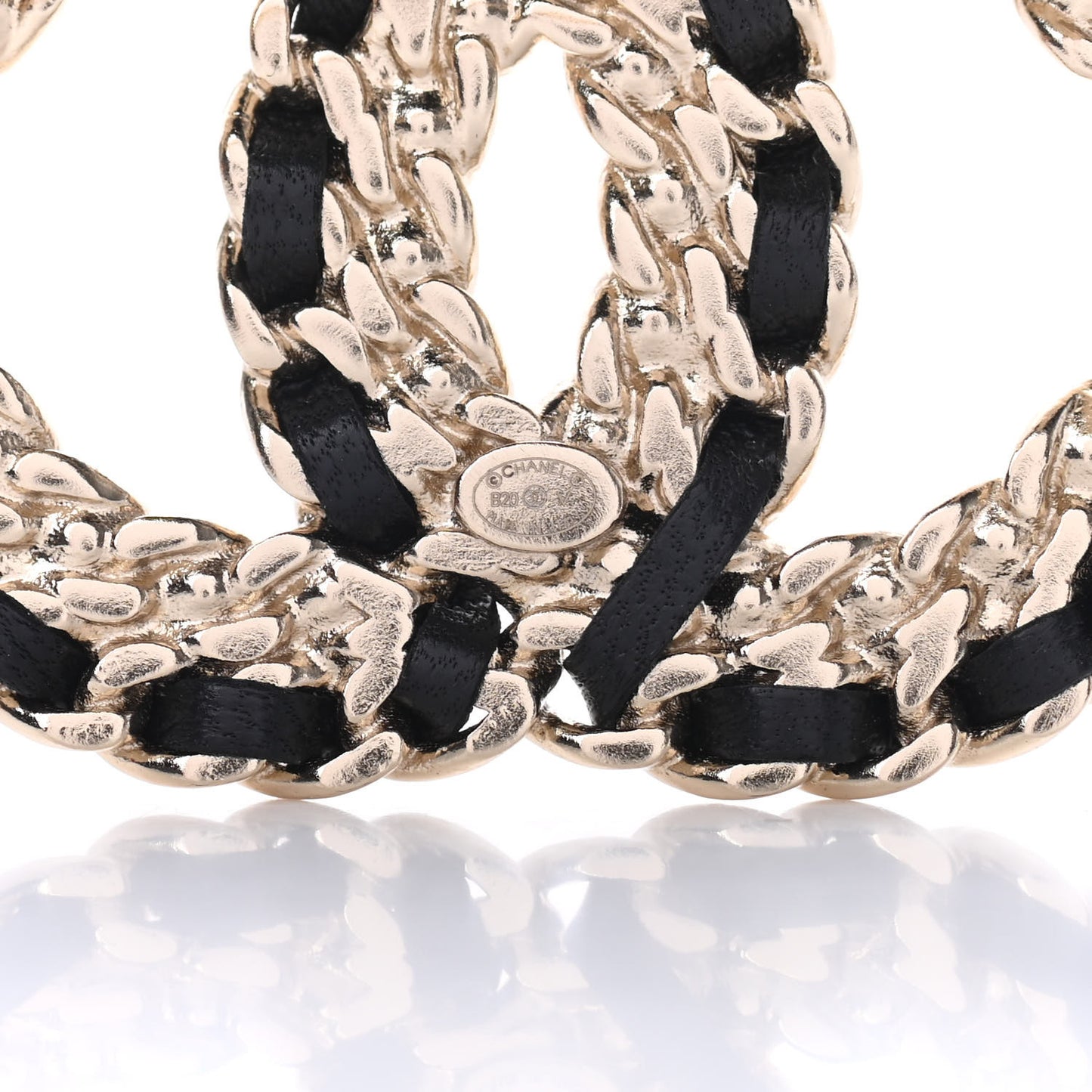 Lambskin Crystal Vintage Allure CC Chain Brooch Black Gold