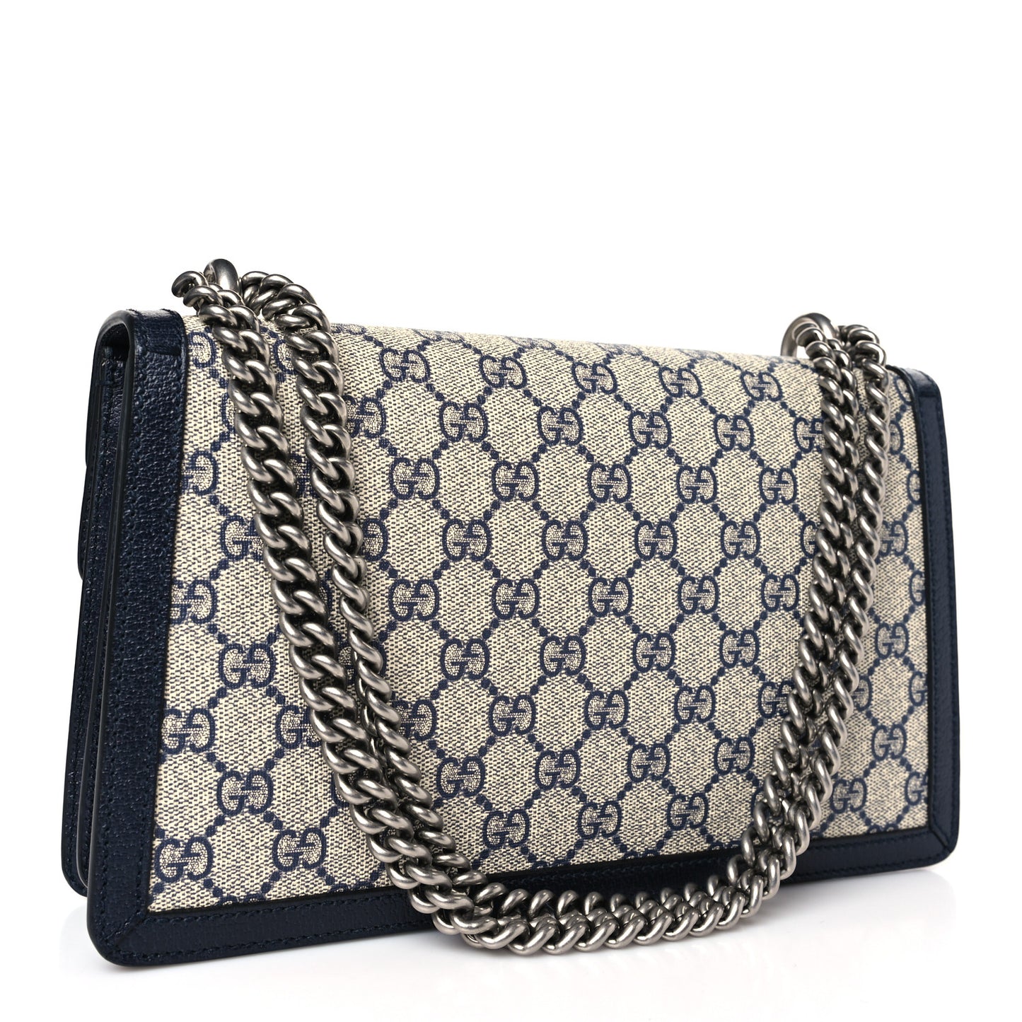 GG Supreme Monogram Textured Dollar Calfskin Small Dionysus Shoulder Bag Beige Blue