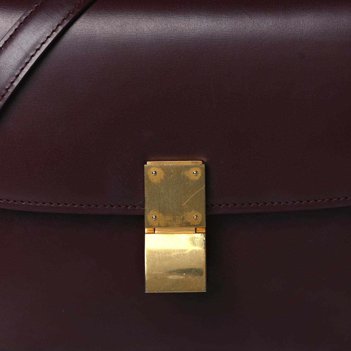 Box Calfskin Teen Classic Box Flap Bag Burgundy