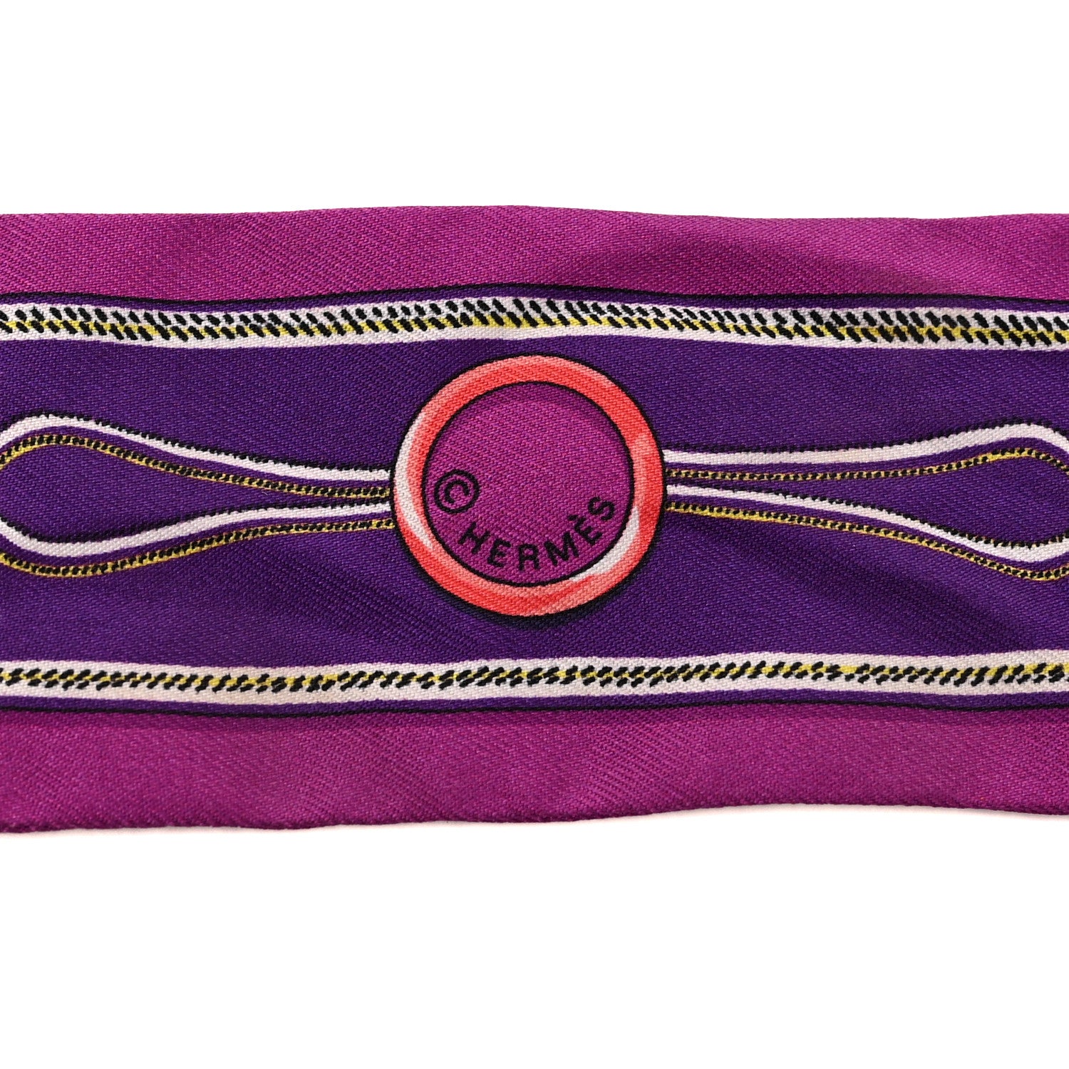 Hermes Silk Maillons Twilly Fuchsia Violet Jaune 3 of 4