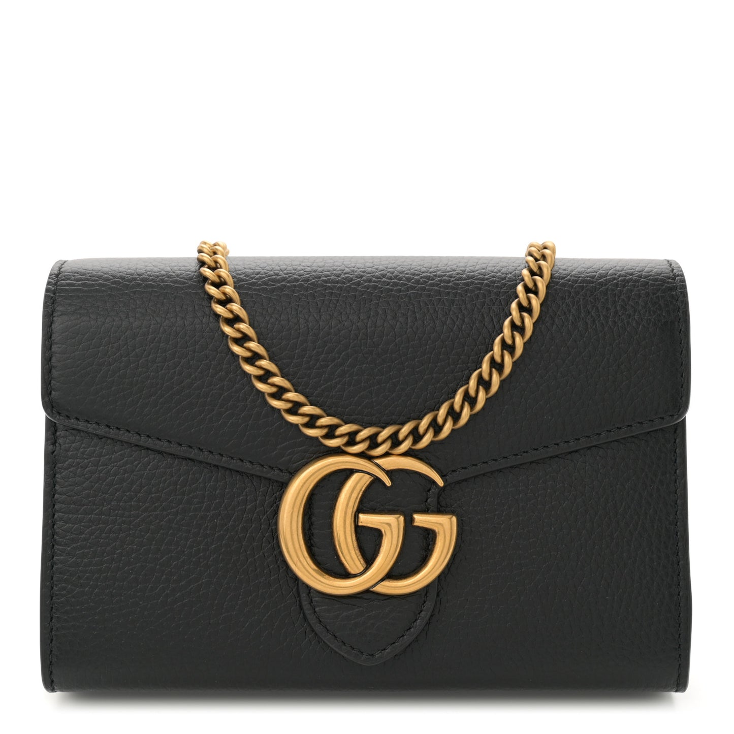 Calfskin GG Marmont Chain Wallet Black