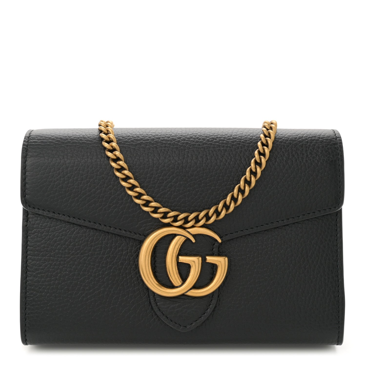 Gucci Calfskin GG Marmont Chain Wallet Black 1 of 12