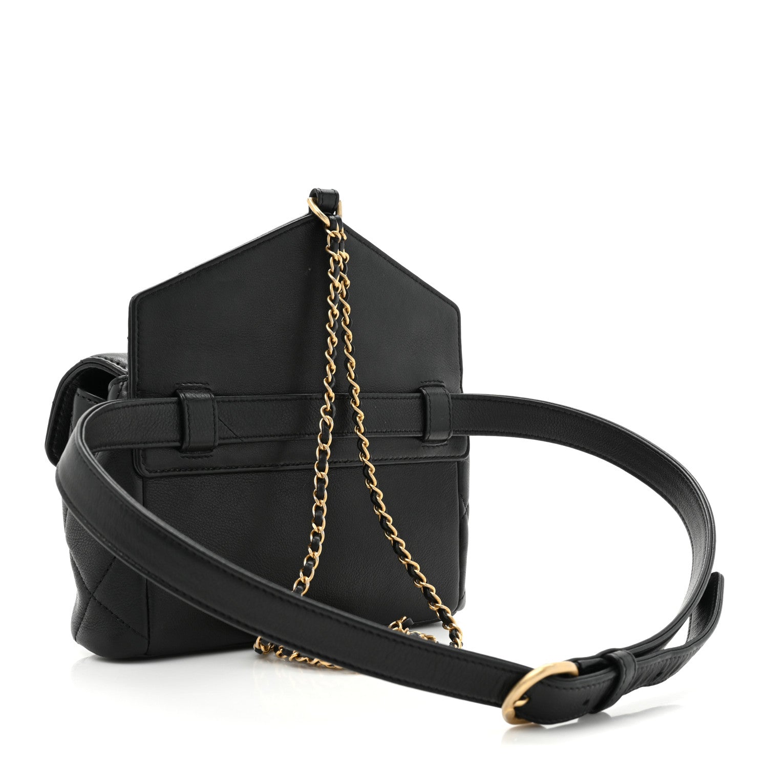 Chanel Calfskin Quilted Carry With Chic Flap Waist Bag With Chain Black 3 of 11