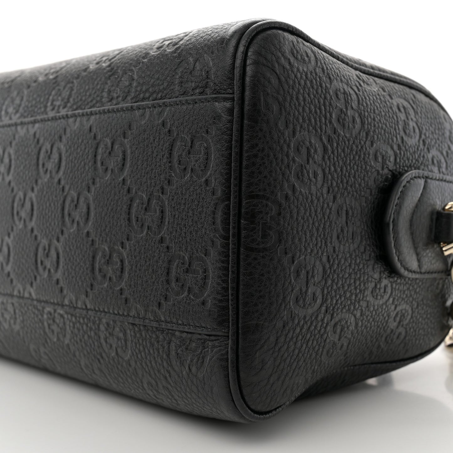 Calfskin GG Emblem Small Top Handle Bag Black